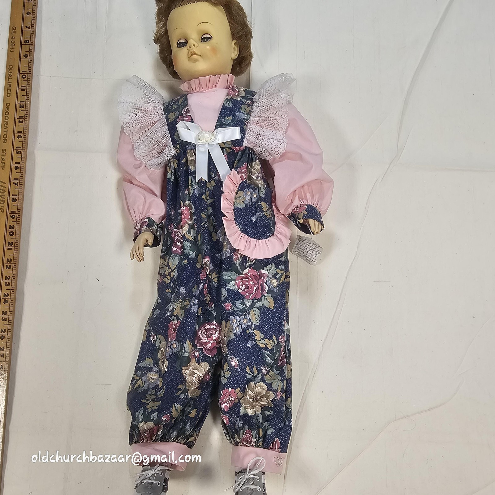 Vintage 1950s Deluxe Reading Supermarket Doll 28in Vinyl Blue Eyes Brown Hair