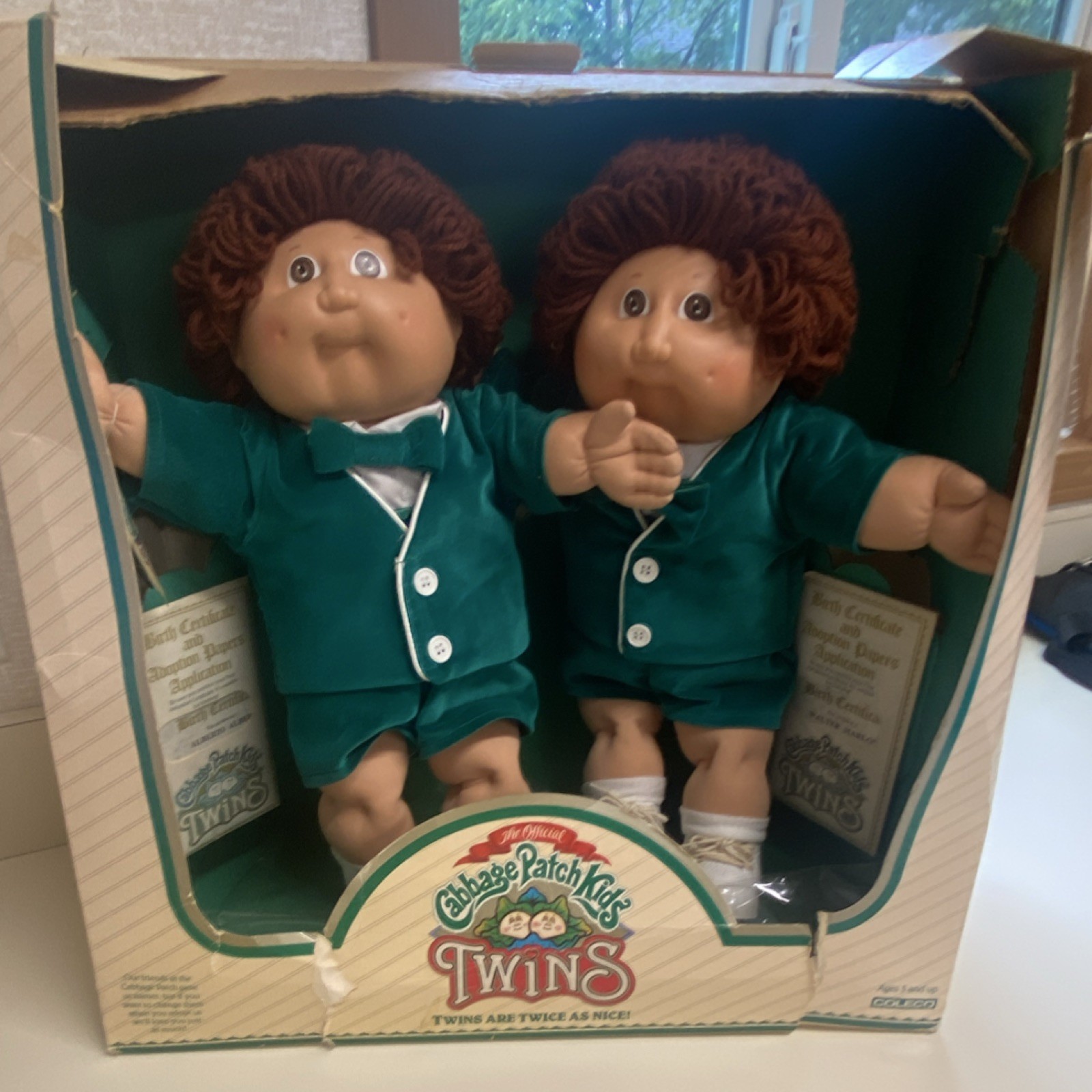 Cabbage Patch Kids Twins 2-Piece Boy Doll Lot, Brown Eyes, Original Opened Box