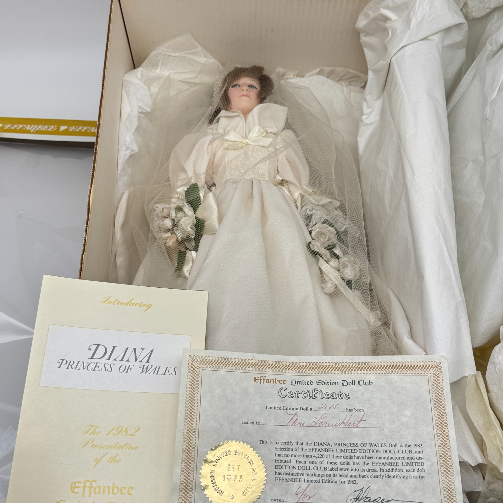Vintage 1982 Effanbee Princess Diana Bride Doll Limited Edition COA Boxed 15″
