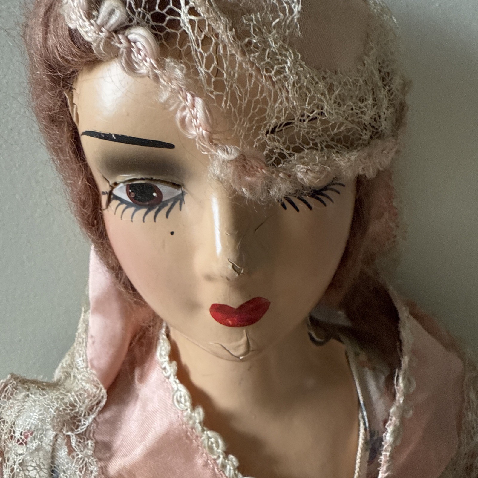 Antique Boudoir Bed Doll 1920s