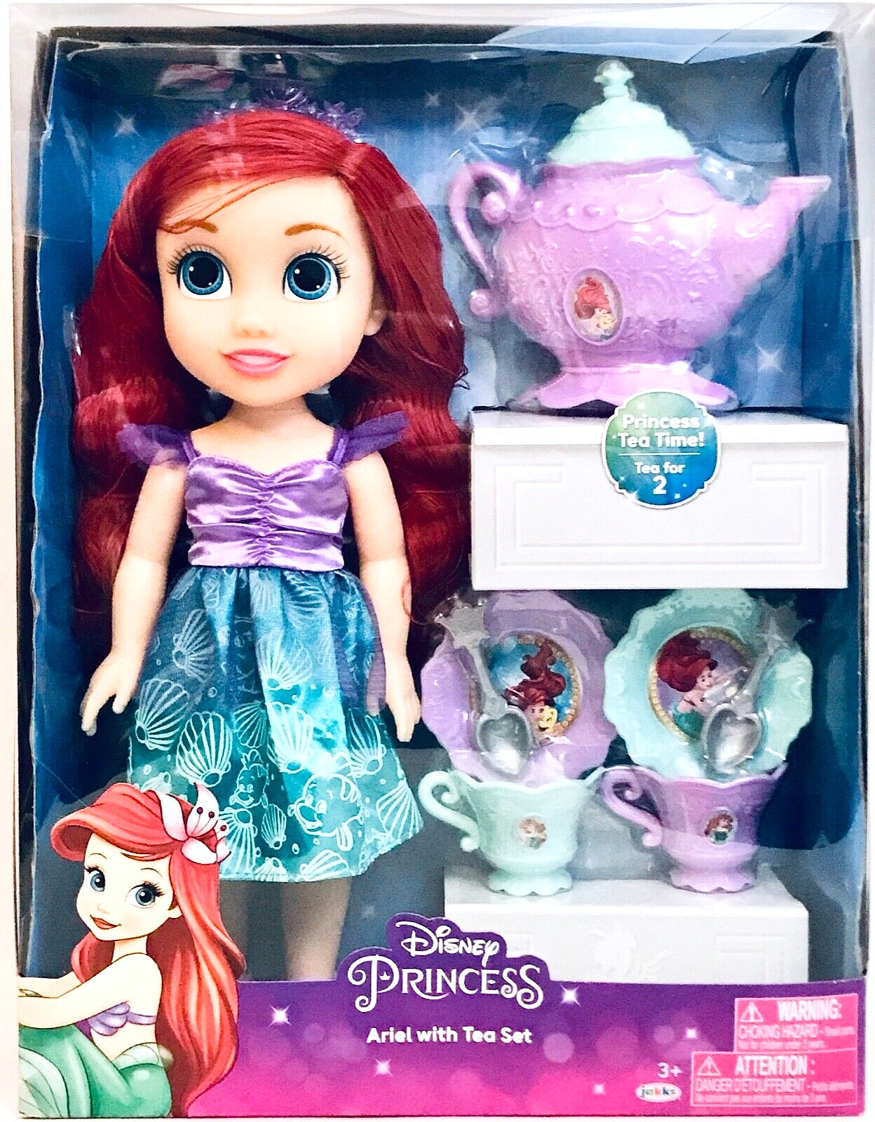Jakks Pacific Disney Princess Ariel 14″ Vinyl Doll With Tea Set Age 3 Years & Up