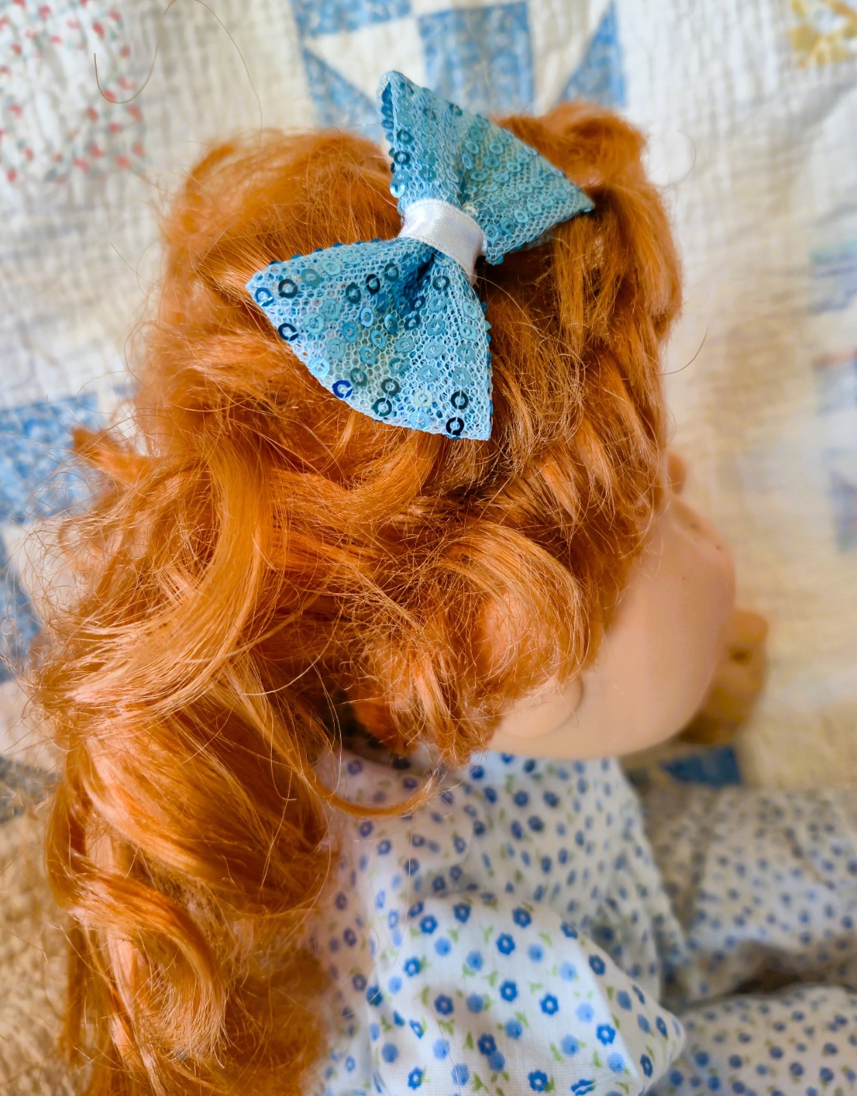 Chubbykins* Eugene Doll Co. 20″ Calico Blue Soft Vinyl Cloth Body Light Red Hair