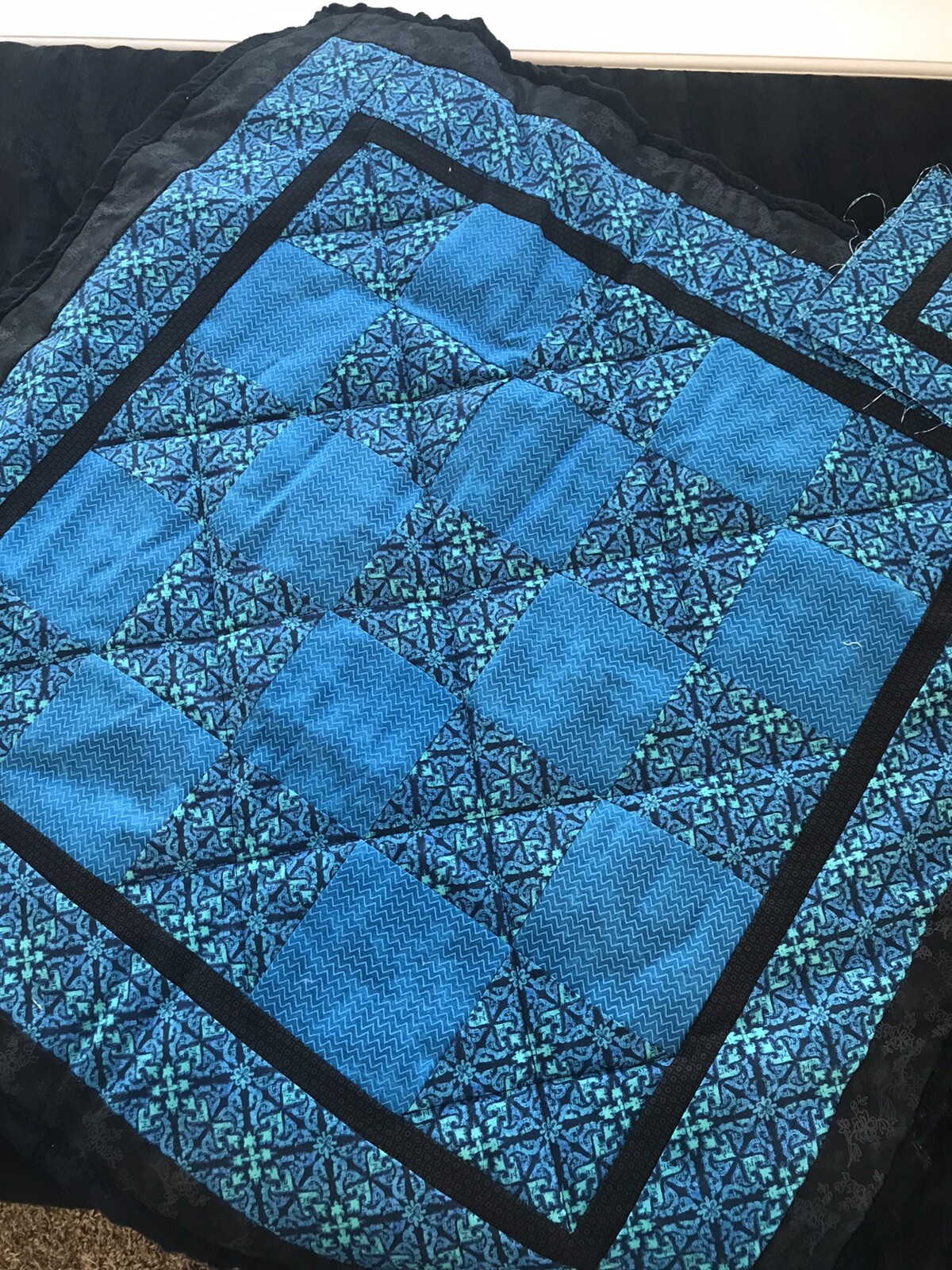 Blue Lg. Patchwork Doll Quilt Set~Made For American Girl or Other 18” Pollys Rox
