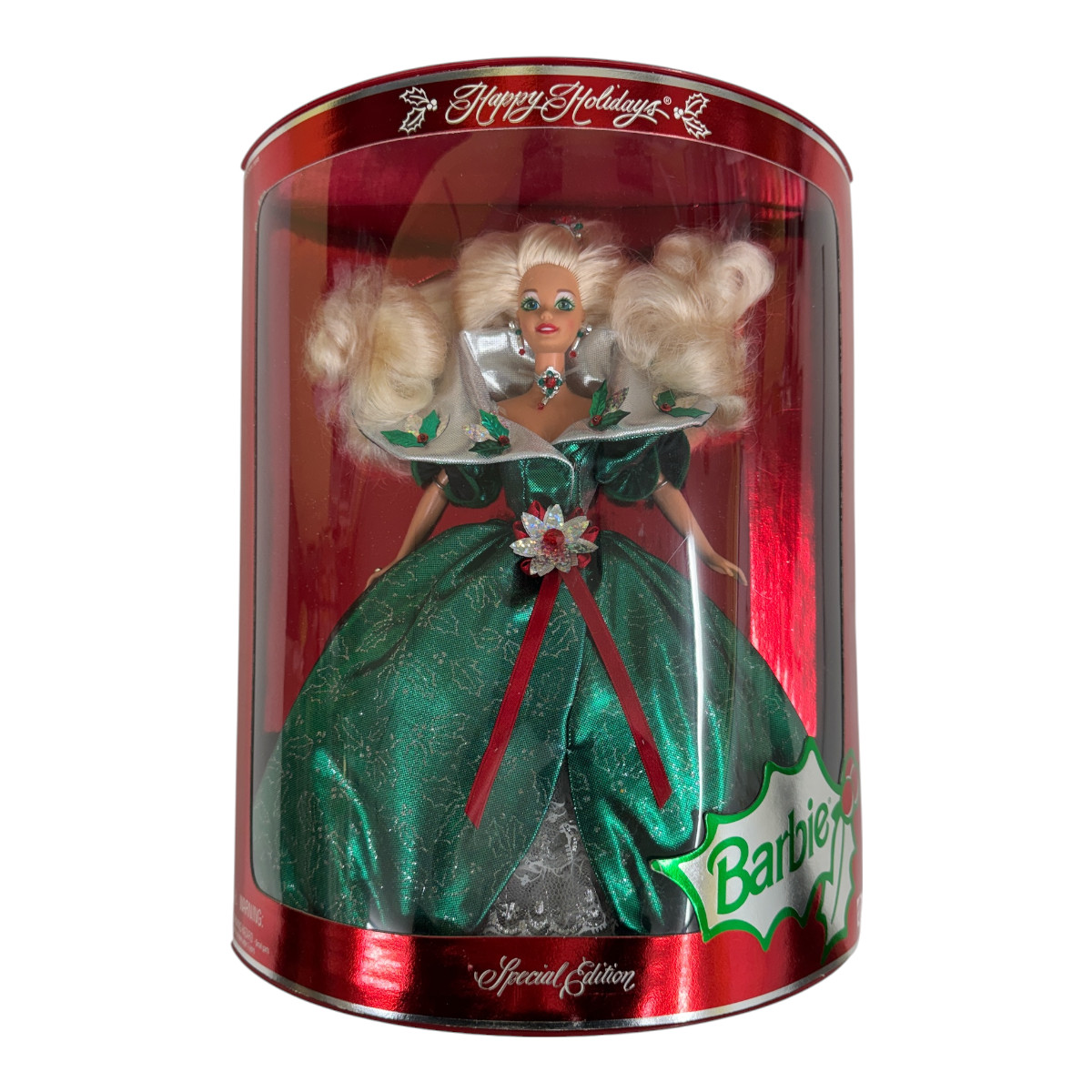 1995 Special Edition Happy Holiday Barbie NIB Holly Dress