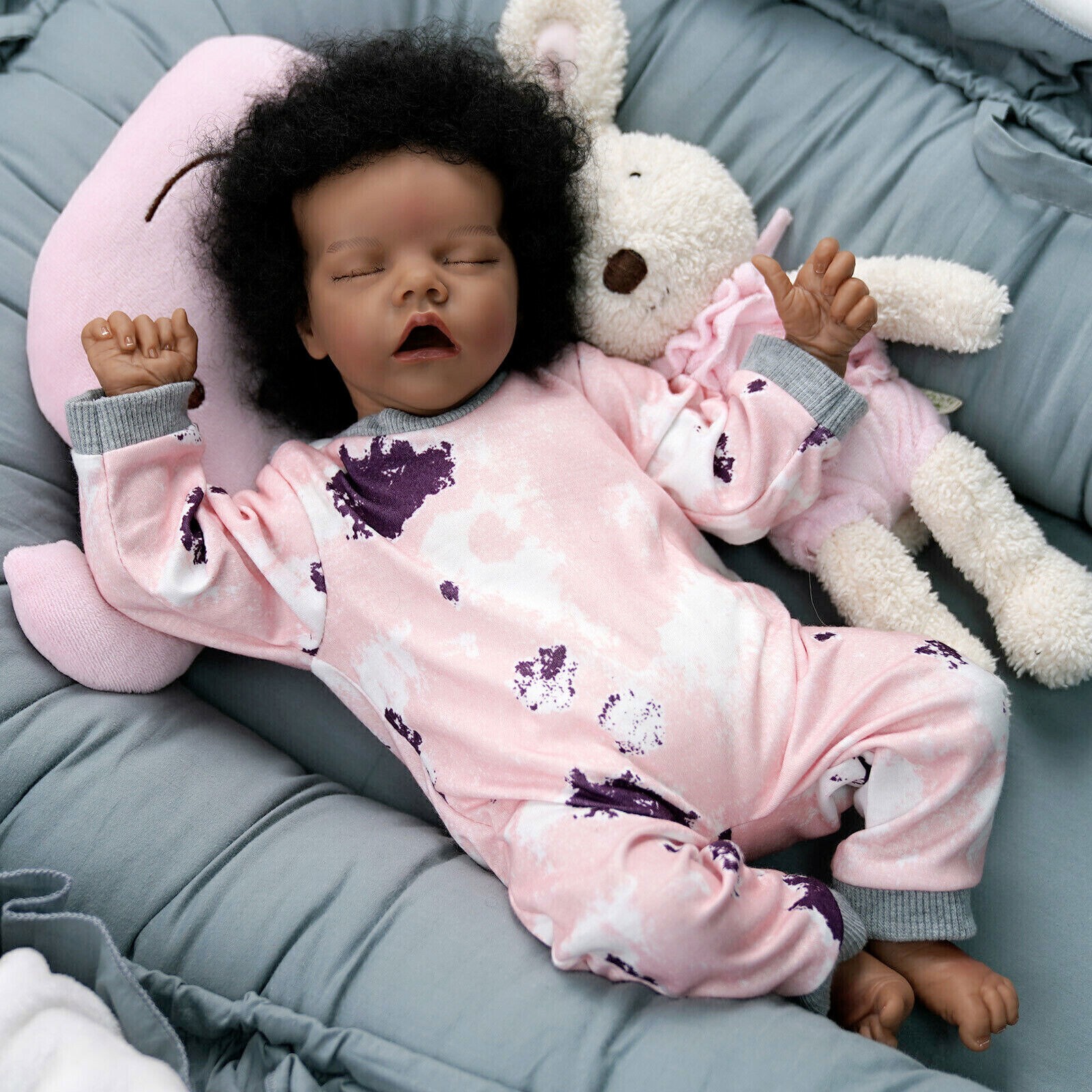 Reborn Baby Dolls Lifelike African American Vinyl Silicone Black Skin Girl Doll