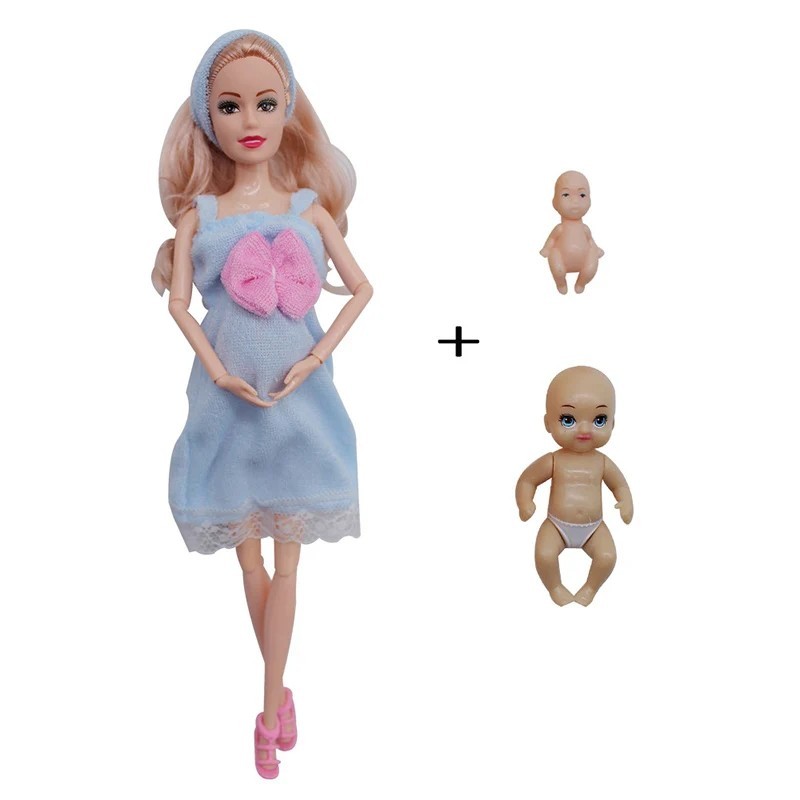 Pregnant Doll Set with 2 Babies & Accessories – Educational Fashion Toy for Girl