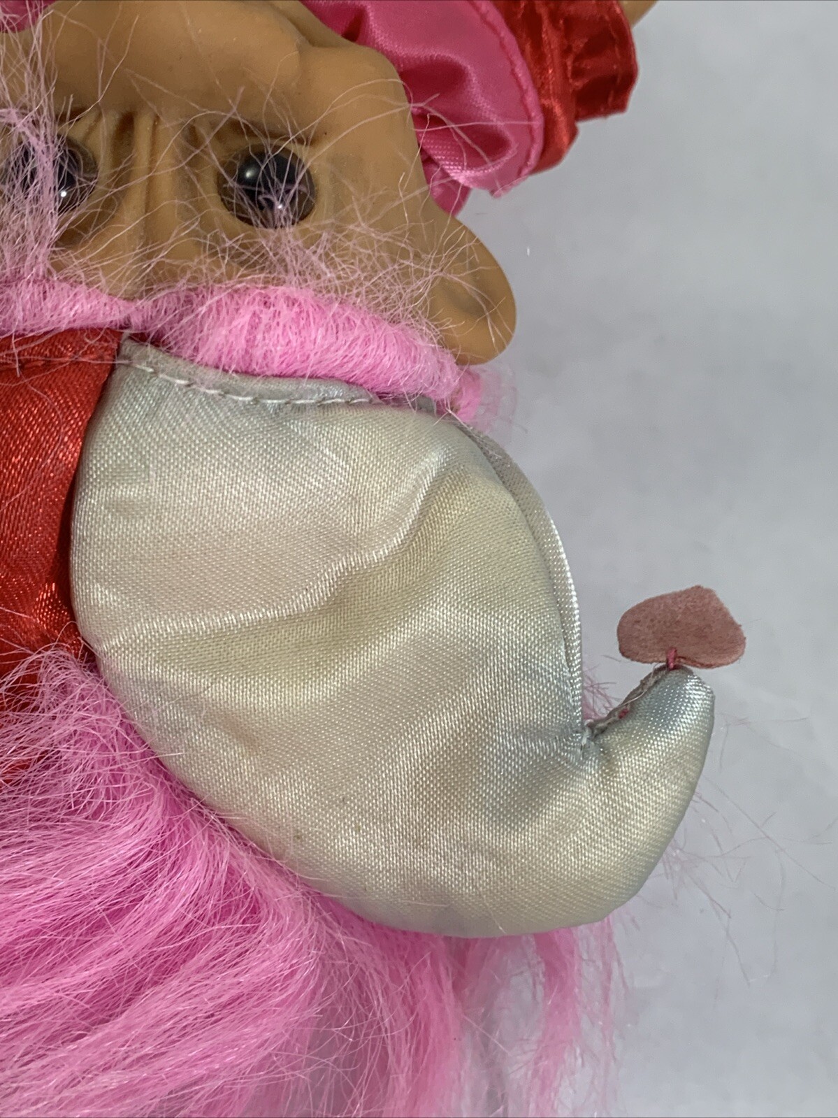 Jester Troll Doll Red & White Suit Vintage Russ 5 inch Figure Pink Hair