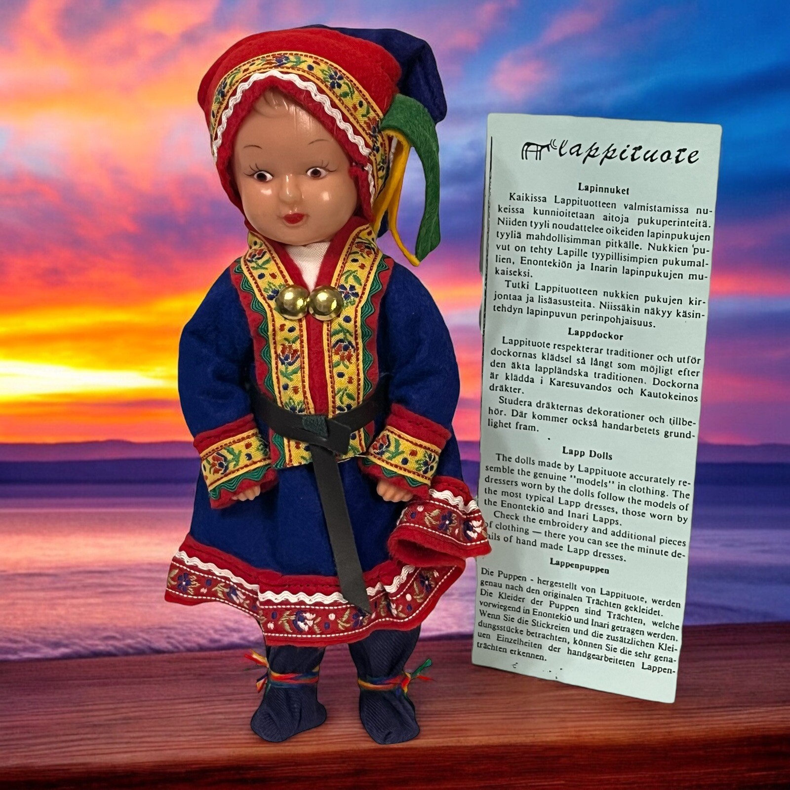 Vintage Finland Doll Finnish Souvenir Traditional Dress by Lappituote Figure