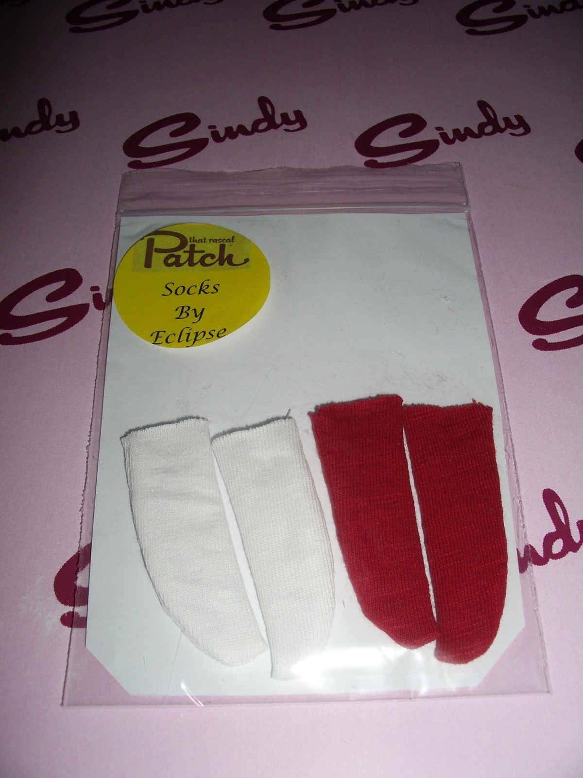 Patch/Sindy Doll Socks 2 Pairs Sloppy Joe Roll Down White & Red Socks By Eclipse