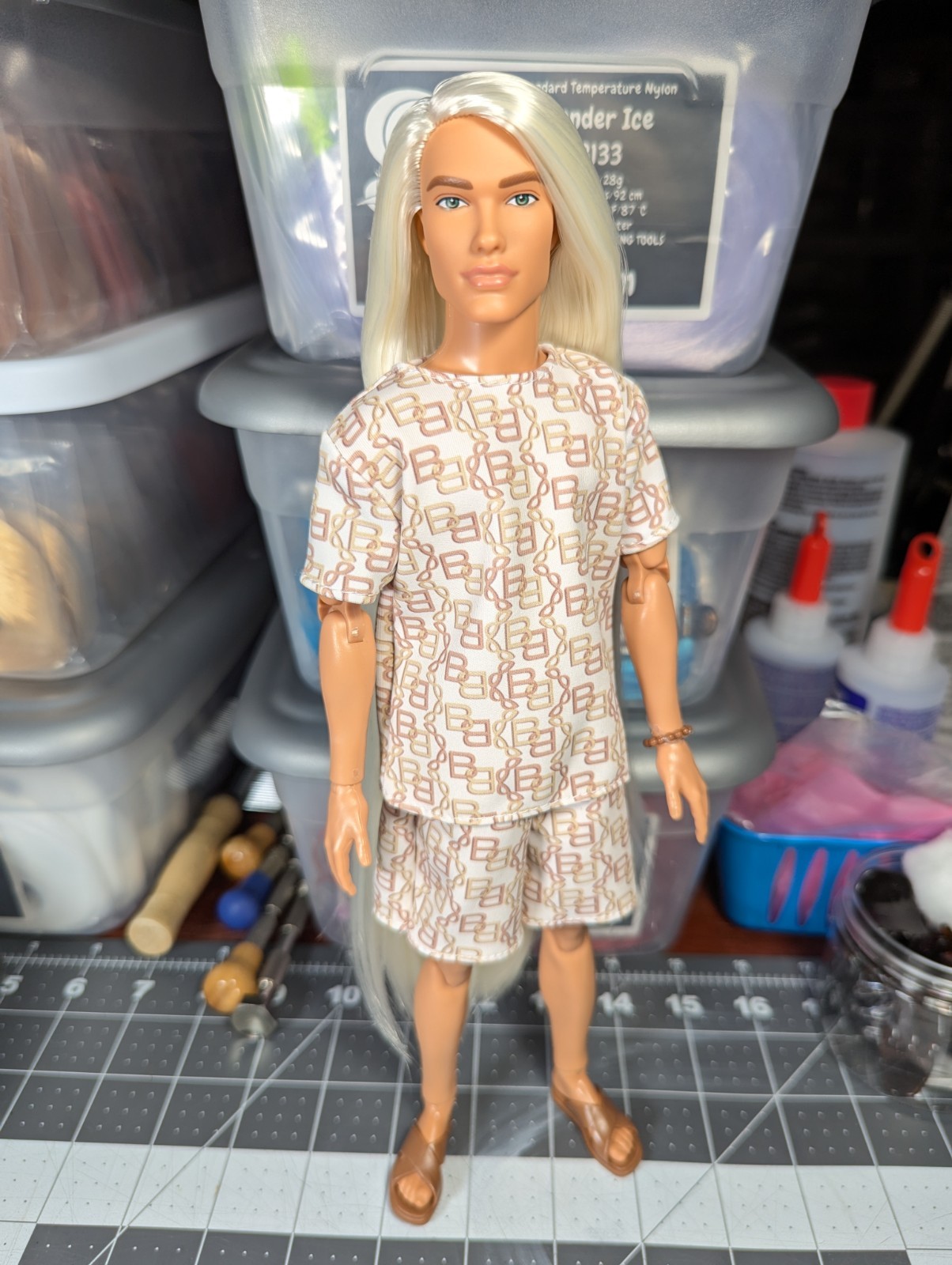 OOAK Reroot Barbie Basics 2026 Model 10 Sean Ken Long Platinum Blonde Nylon Hair