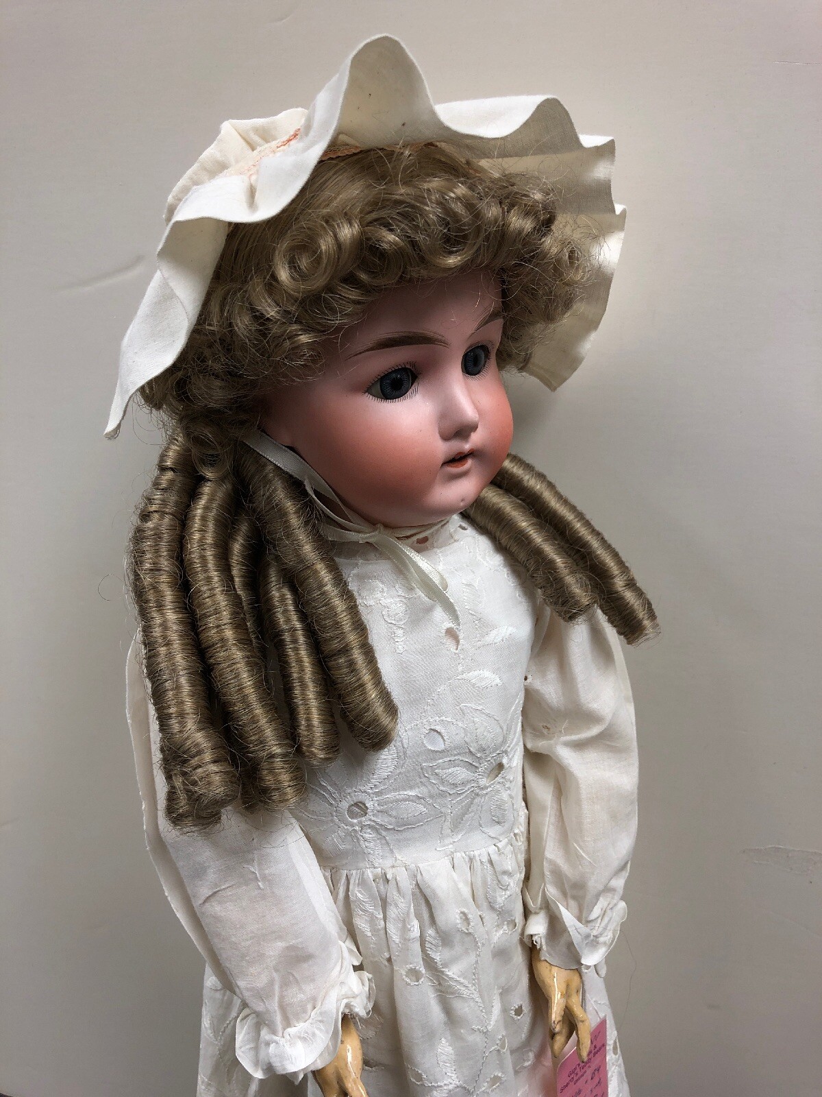 21.5” Antique German Bisque Doll B4 Girl Beautiful Blonde With Curls #SC1