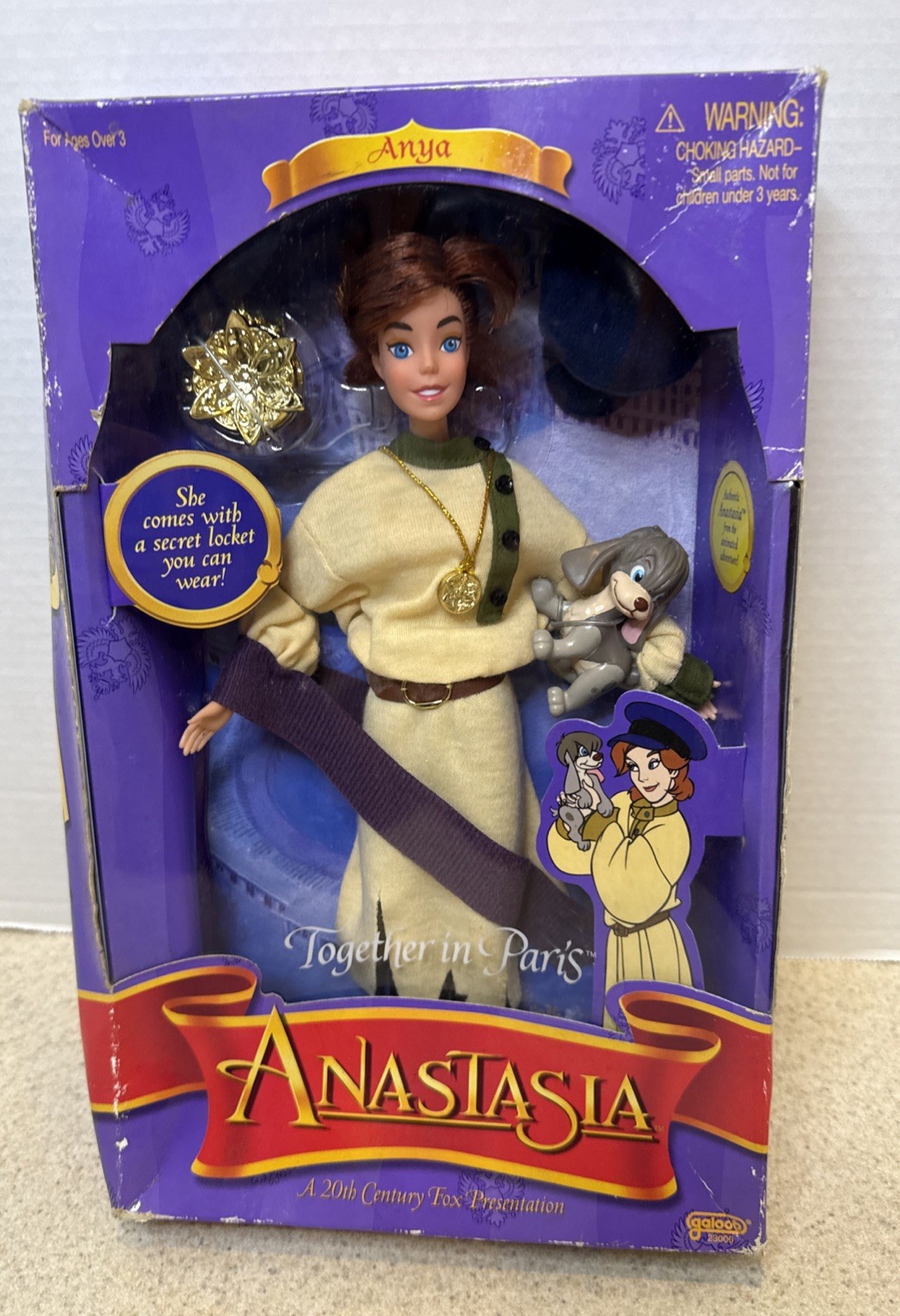 RARE – NEW 1997 GALOOB – ANASTASIA Doll ANYA – Together in Paris w/ Pooka Dog