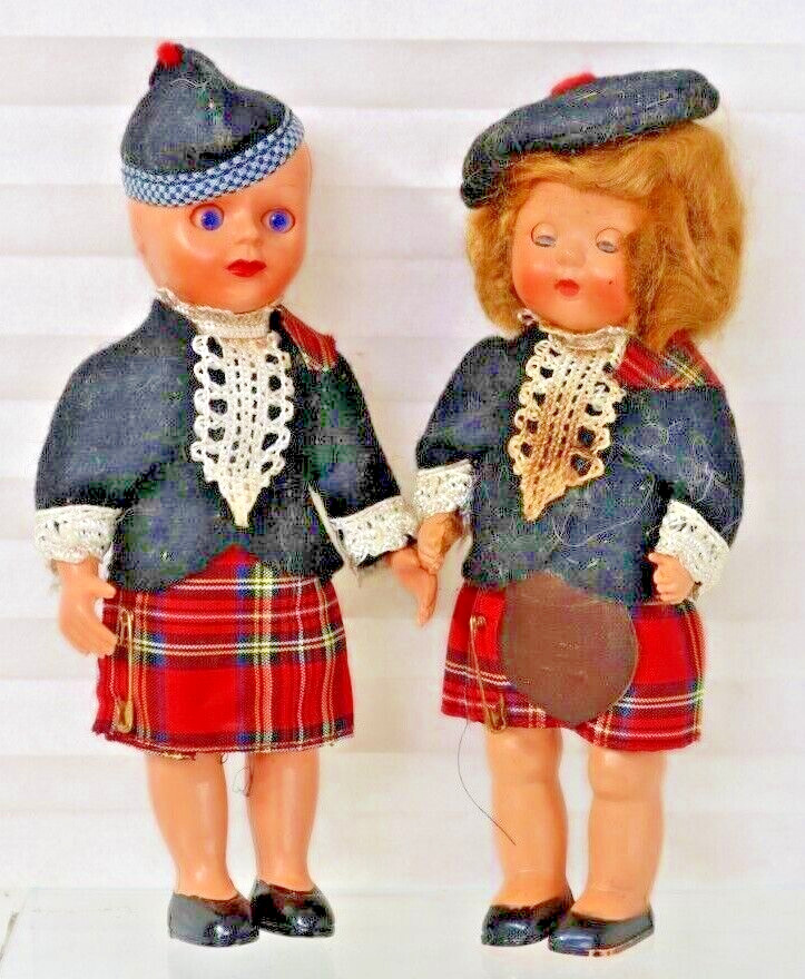 Vintage Scotland/Scottish Boy and Girl Doll Traditional Fashion 6″ Souvenir Doll