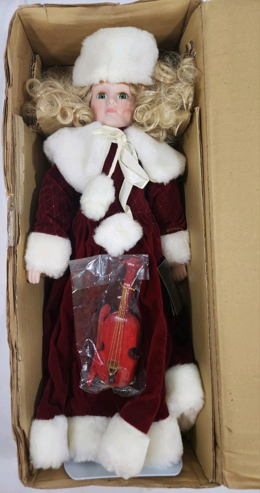 HOUSE OF LLOYD 1990 Christmas Around The World Doll-Melody w/Violin & Stand NIB