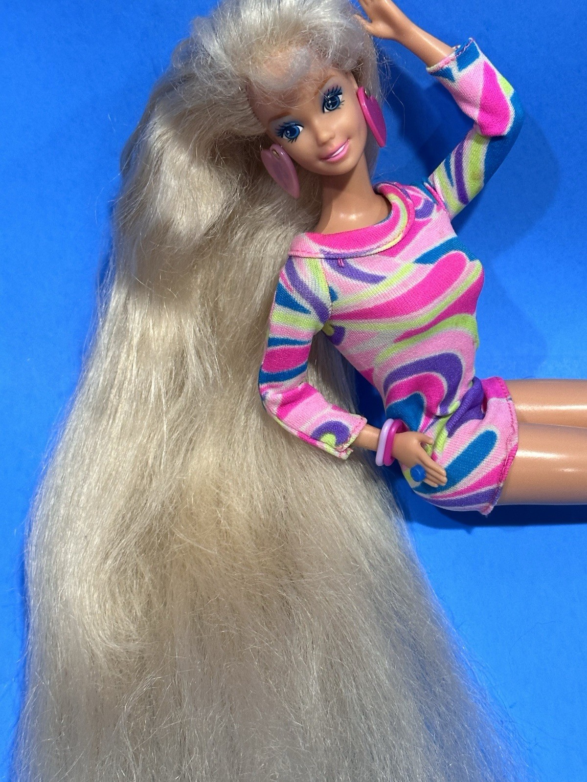 Totally hair Barbie doll Vintage long Hair w Original Mod dress & Jewelry ???