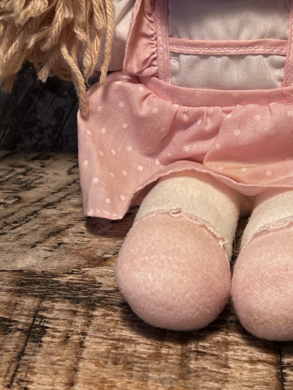Vtg Blue Eyes Cloth Doll With Rubber Face Plush Doll Hong Kong Rare