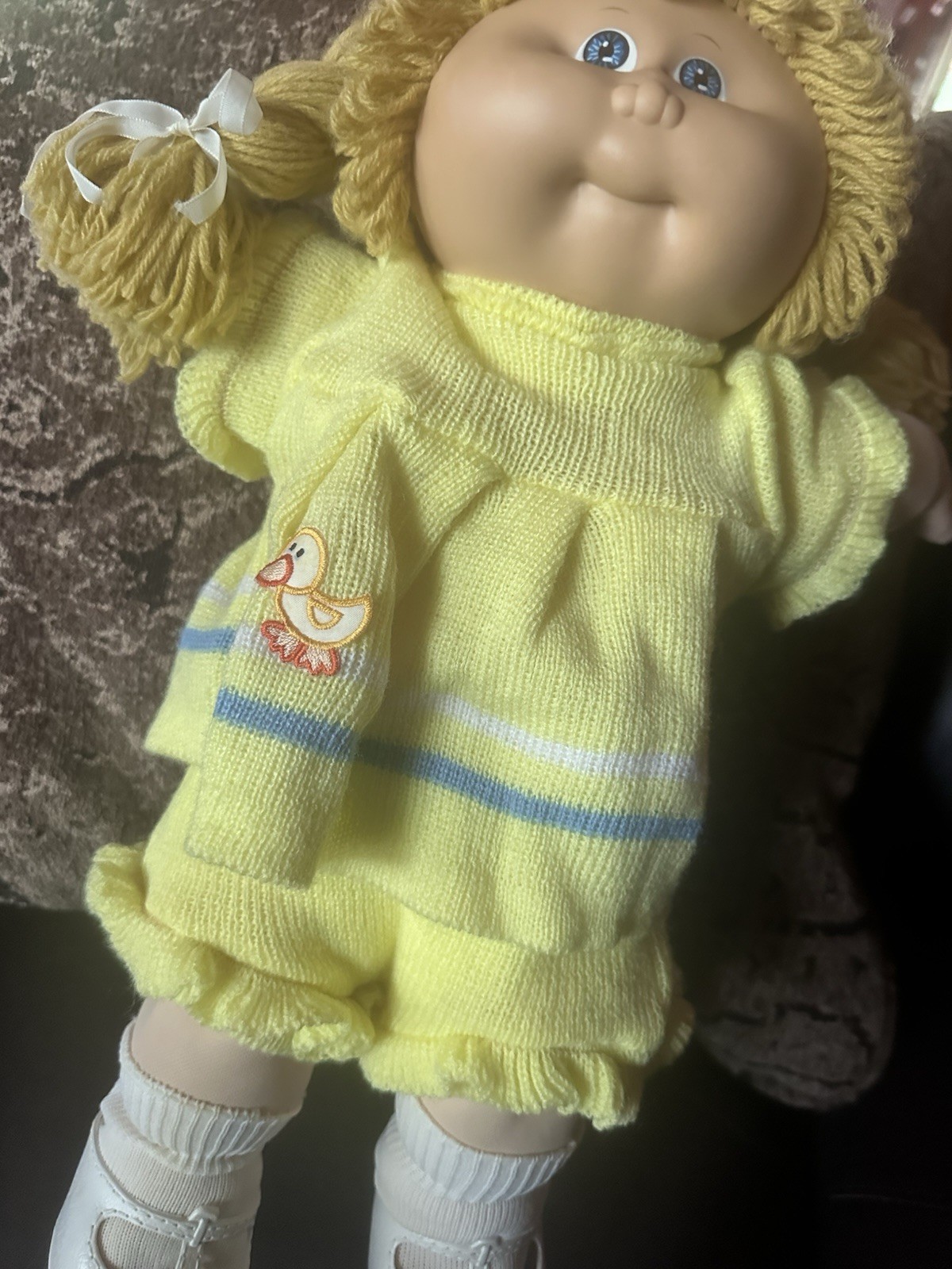 Vintage 1985 cabbage patch doll, Blonde hair, blue eyes, pig tails –