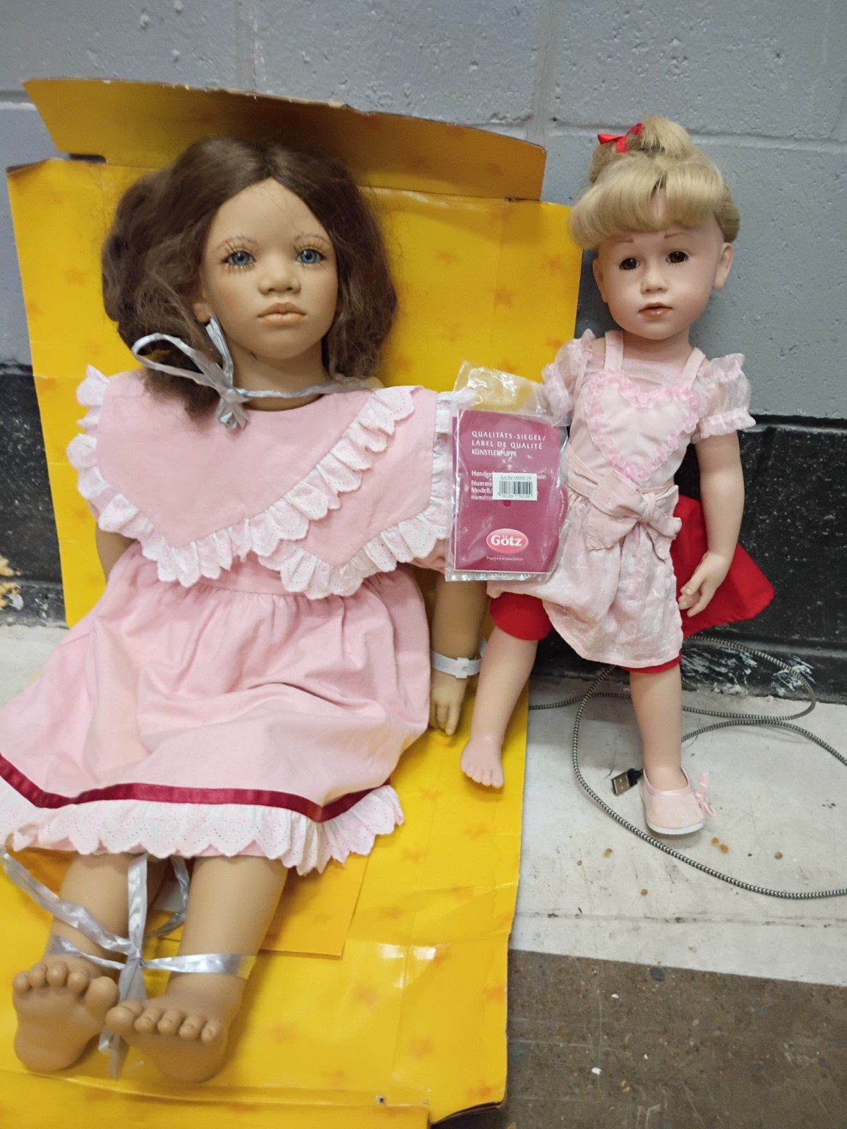 Götz Girl Dolls Lot of 2 Light Complexion Blue Eyes Brown Wavy Hair