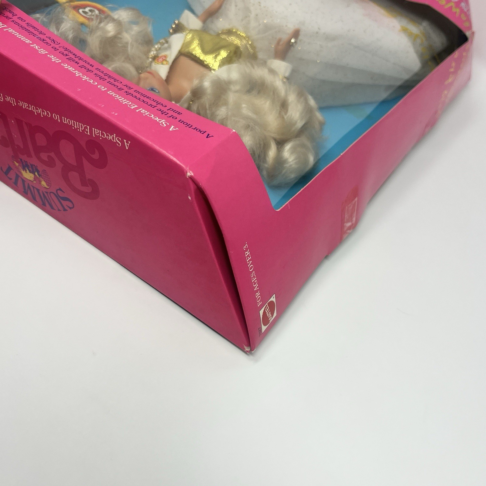 New 1990 Summit Barbie White Tulle Gold Ballgown Barbie Summit Mtg Poster #7027