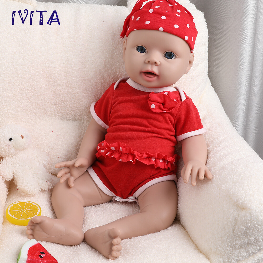 IVITA 20” Cute Silicone Reborn Baby Girl Newborn Full Silicone Doll Xmas Gift