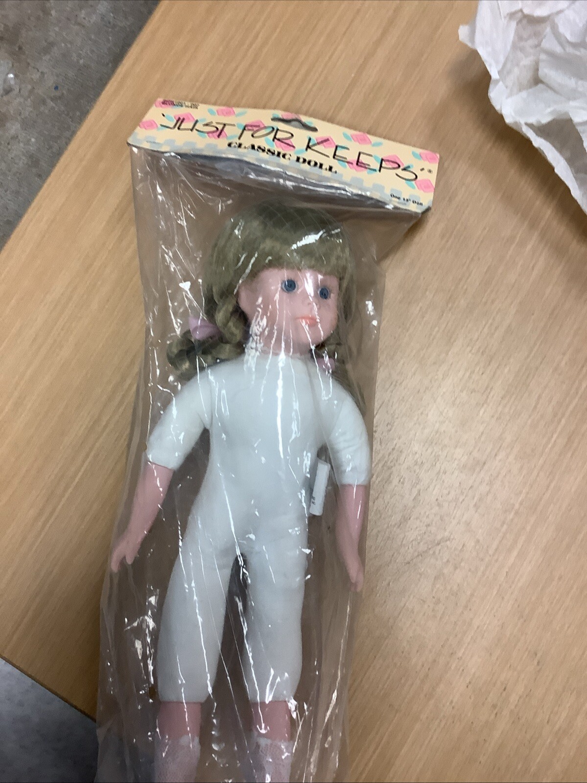 Just For Keeps Sad Doll Blonde Hair Cloth Body 14” Vtg Wangs BDB1001-007