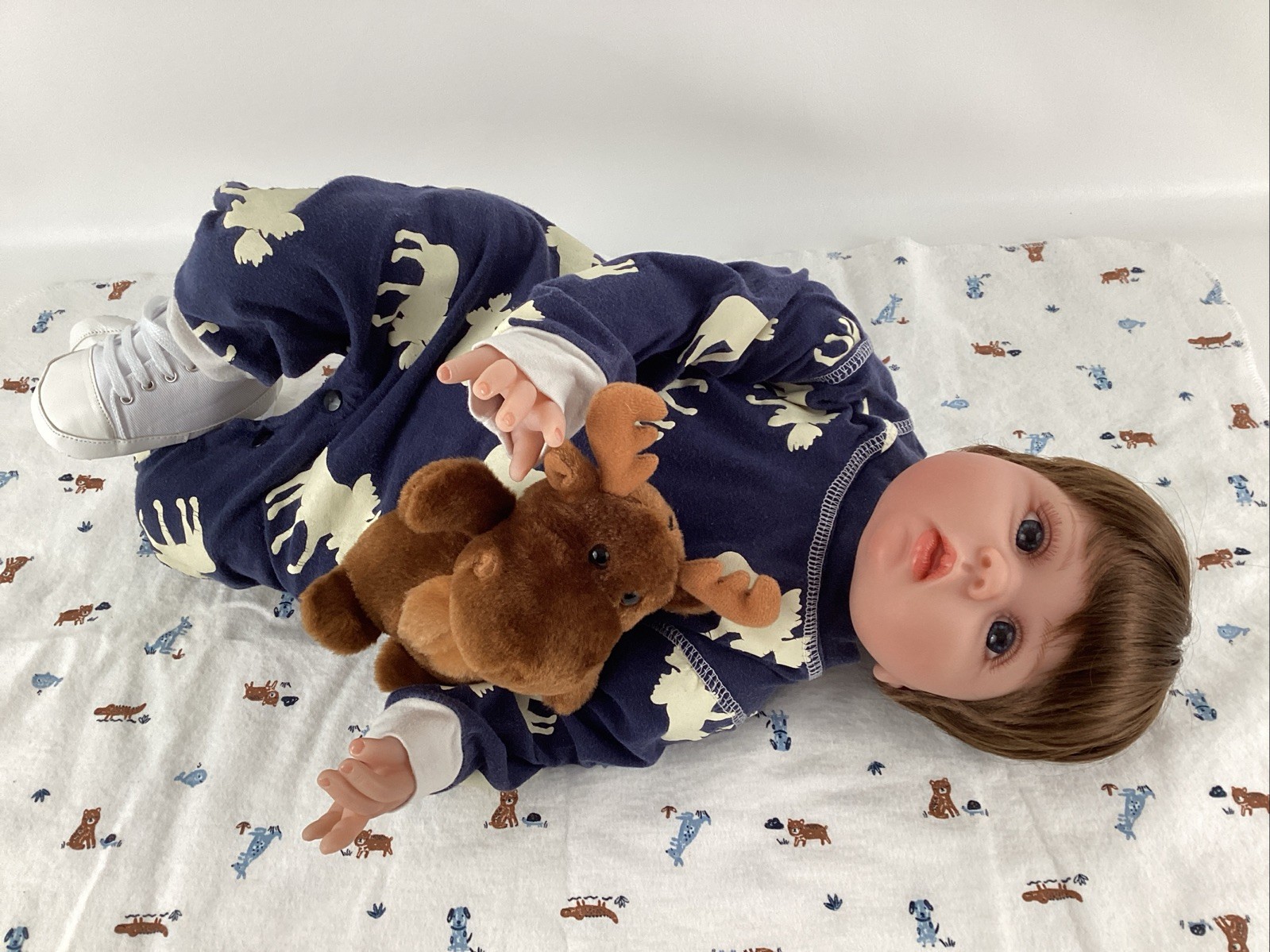 Reborn Doll Baby Boy Cloth Soft Rubber Vinyl Play 21″ Doll Blue Eyes Weighted