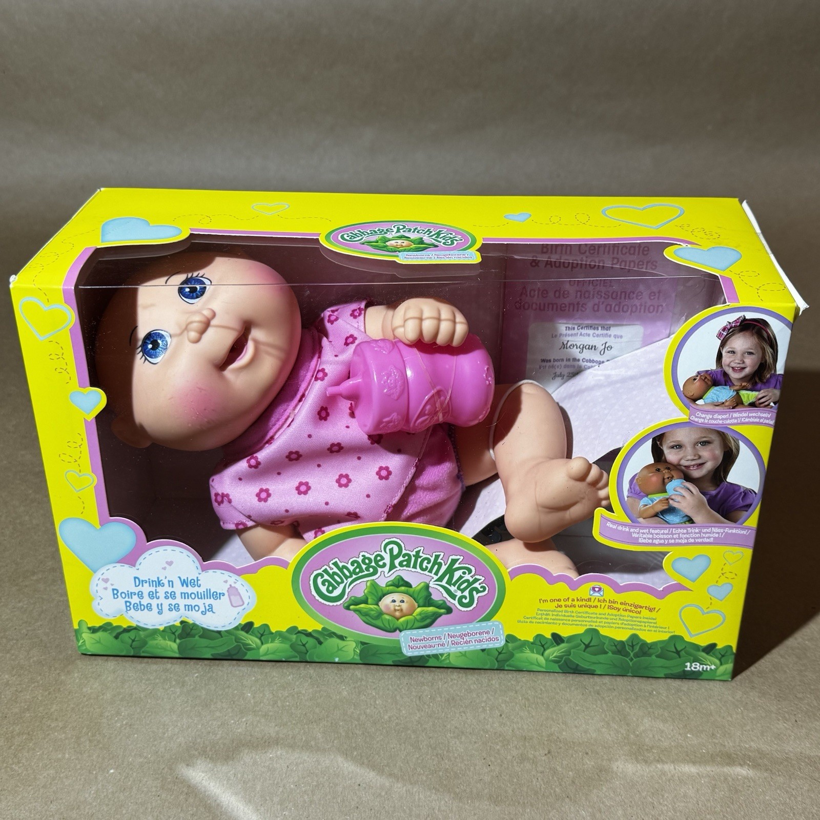 Cabbage Patch Kids Newborns Drink’N Wet Girl Morgan Jo July 25th Pink Flowers