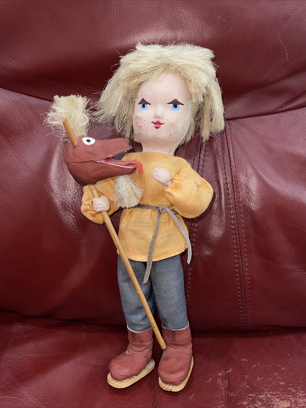 Vtg 12” Polish Paper Mache Doll Fairytale Papier-Mâché Cultural European ￼