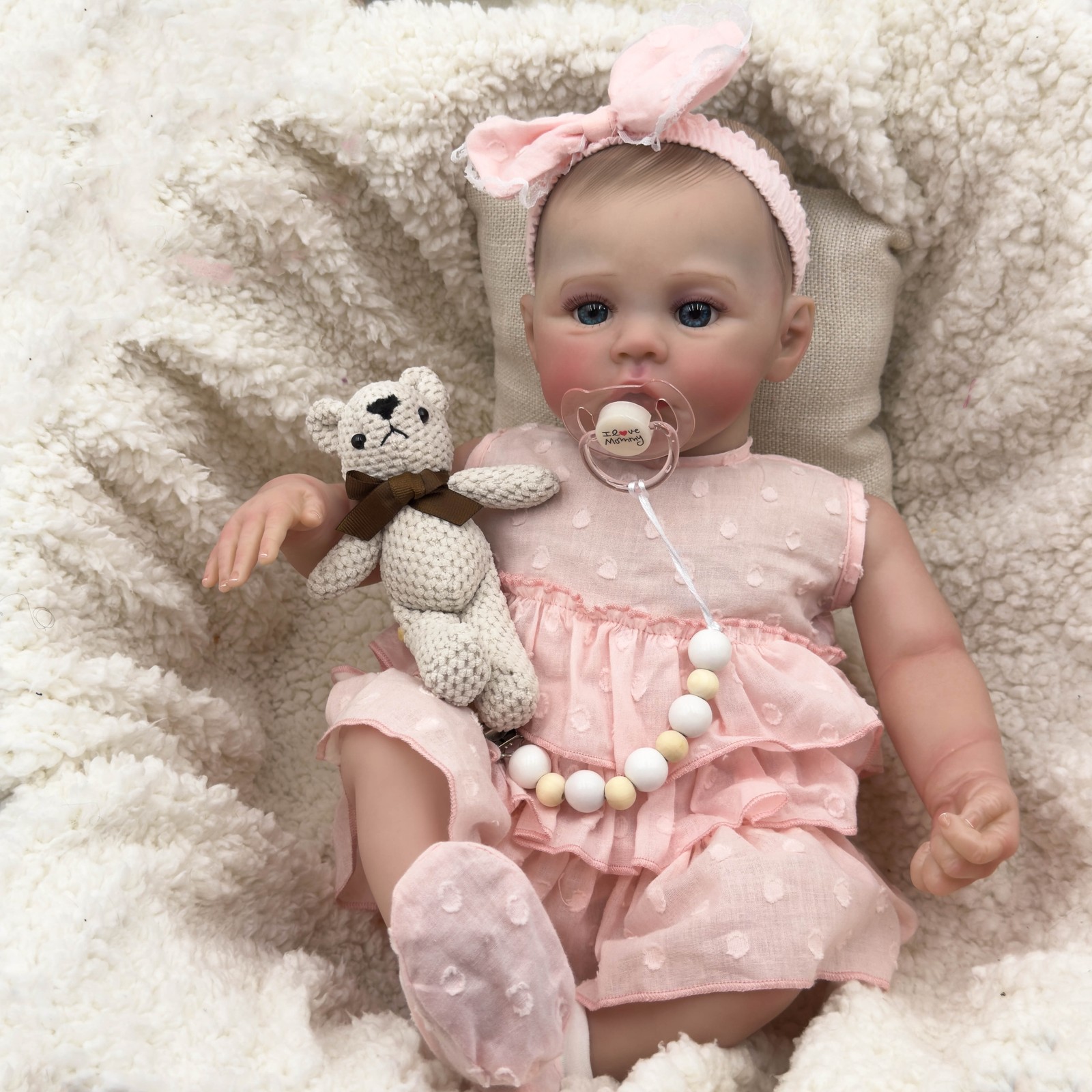 19″ Lifelike Reborn Baby Dolls Soft Cloth Body Feeding Kit Handmade Newborn Gift