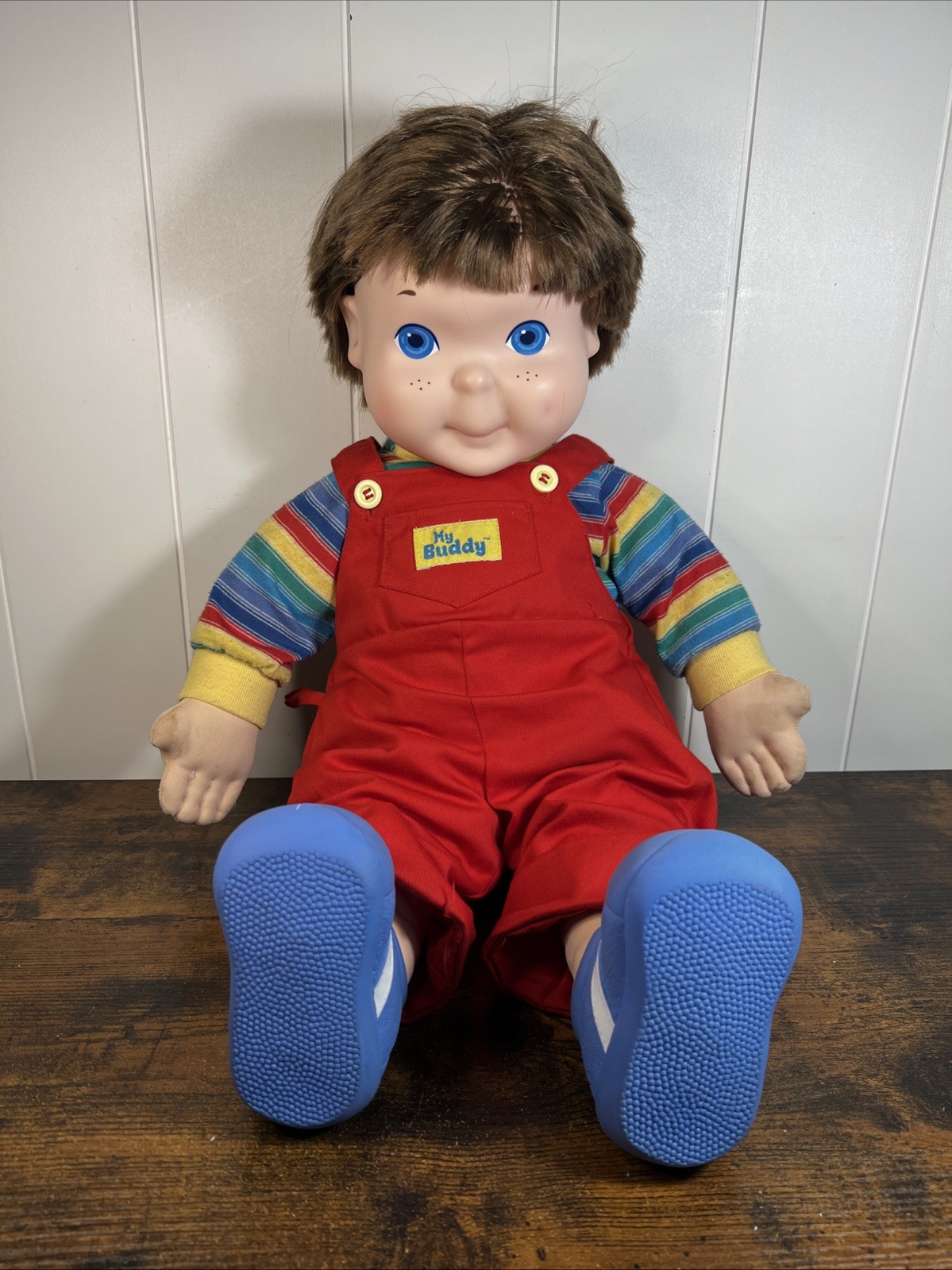 Vintage 1985 Playskool My Buddy Boy Doll 22” Brown Hair, Blue Eyes, And Shoes