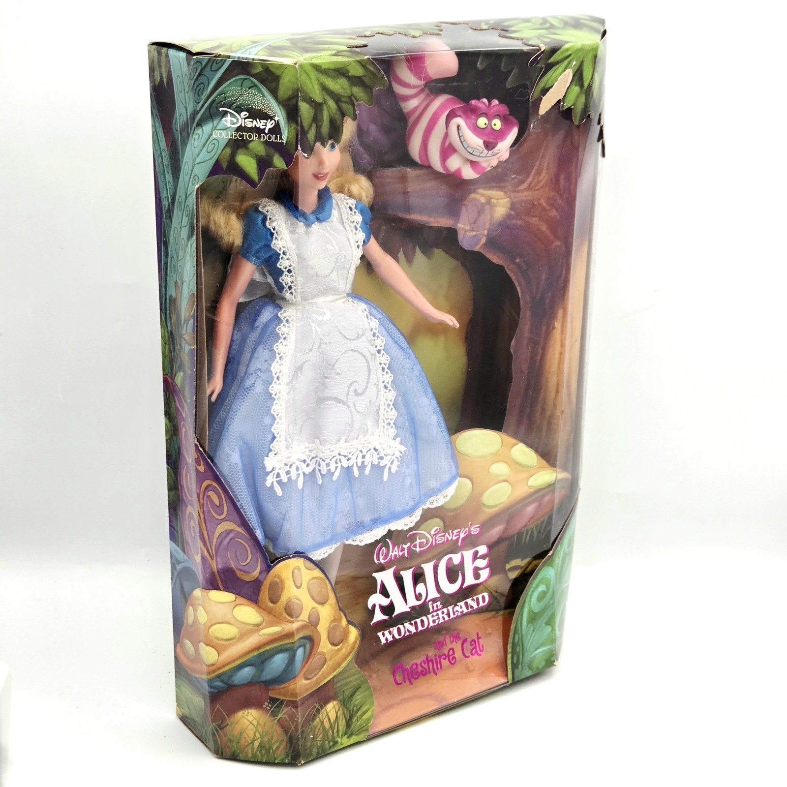 1999 Disney Mattel Alice in Wonderland 11″ Doll & Cheshire Cat Toy New in Box