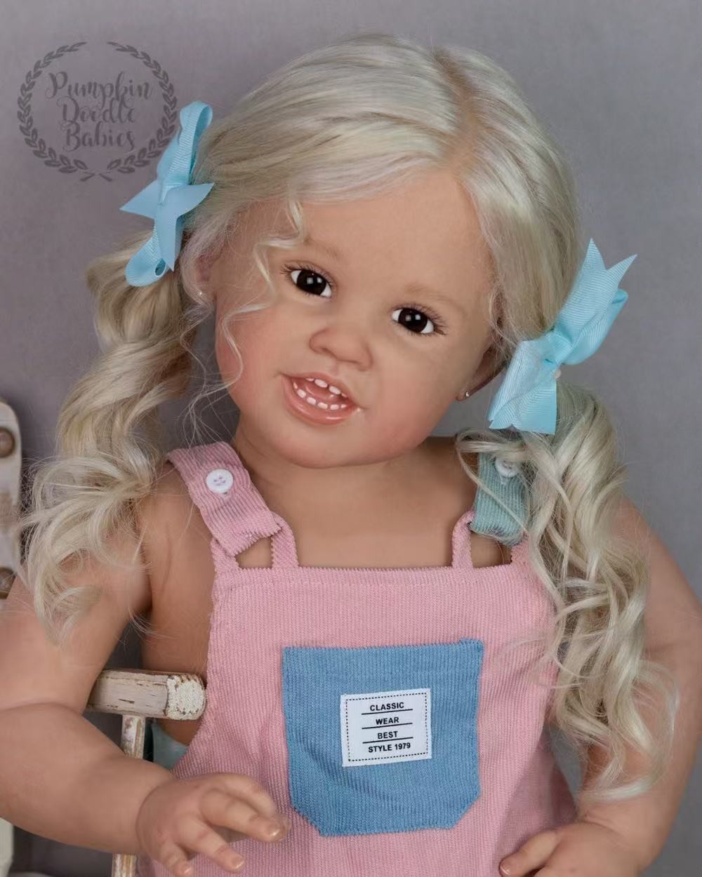 30in Lovely Reborn Doll Painted Handmade Kit Girl Toddler Rooted Curly Hair Gift