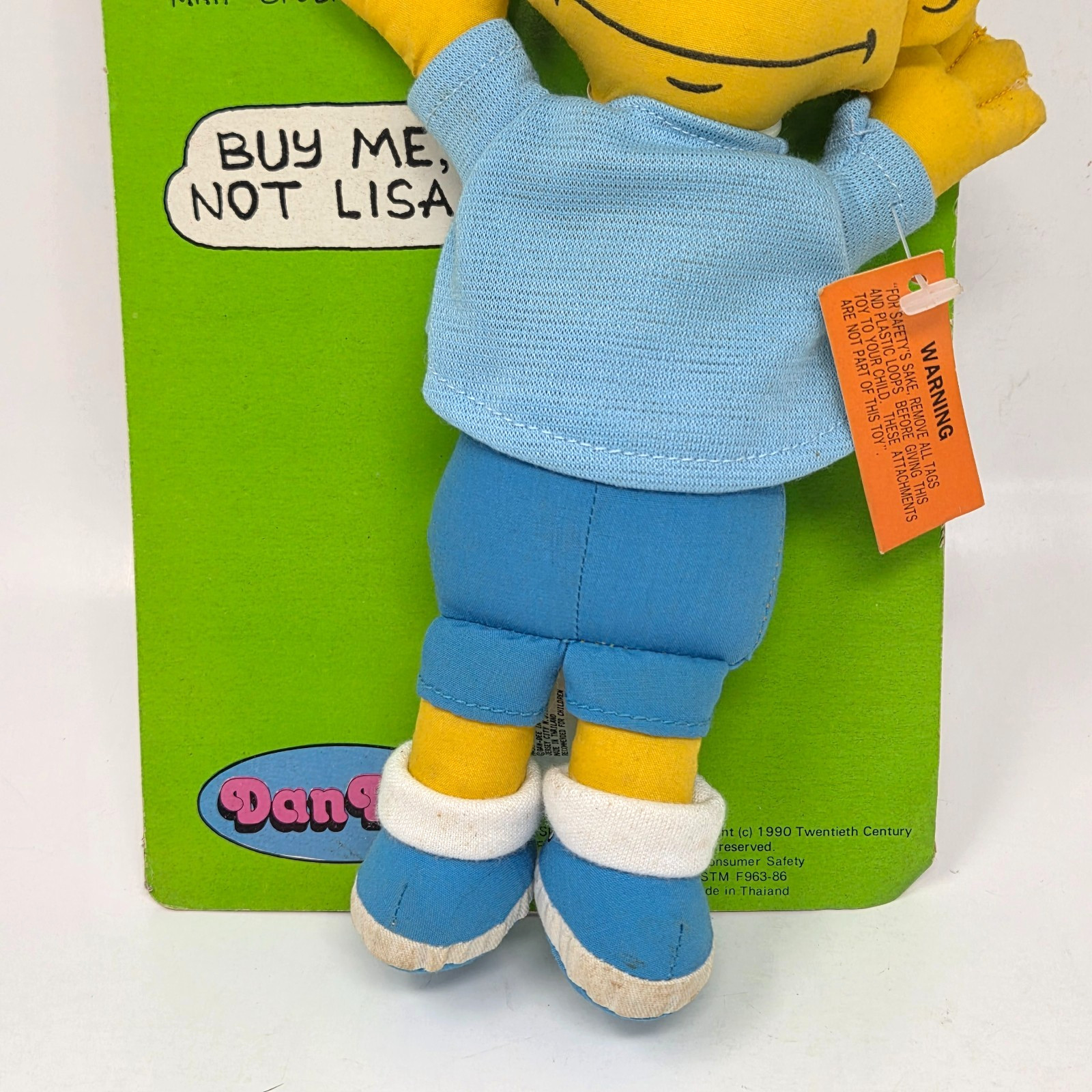 VINTAGE 1990 DAN DEE BART SIMPSON STUFFED ANIMAL PLUSH 11″ RAG DOLL ON CARD