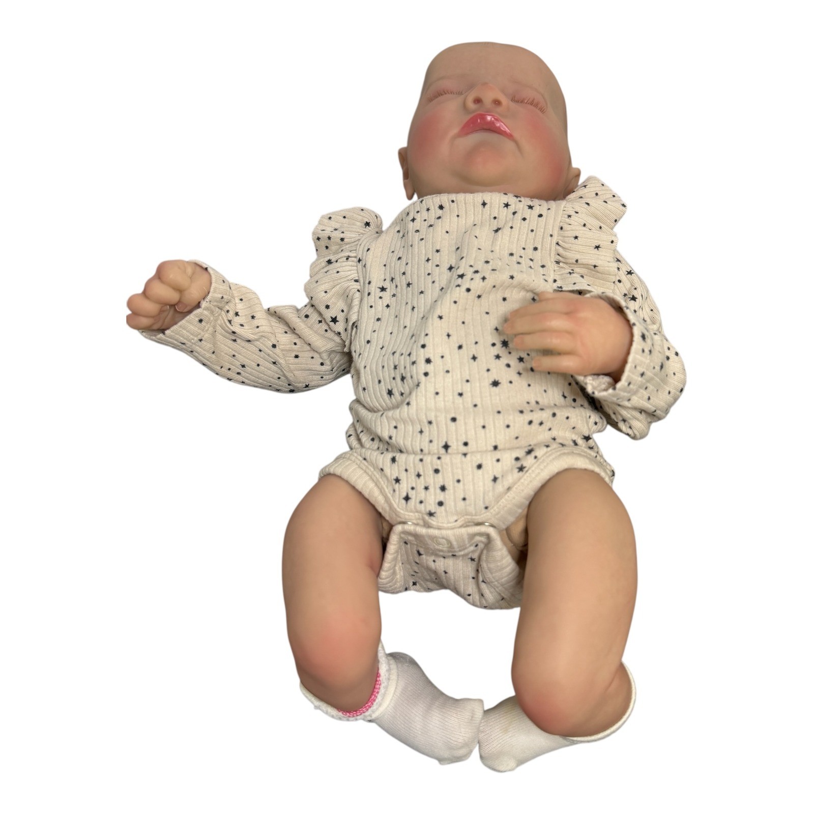 Realistic Sleeping Reborn Baby Doll Star Print Weighted Cloth Body 1 lb 13 18 in