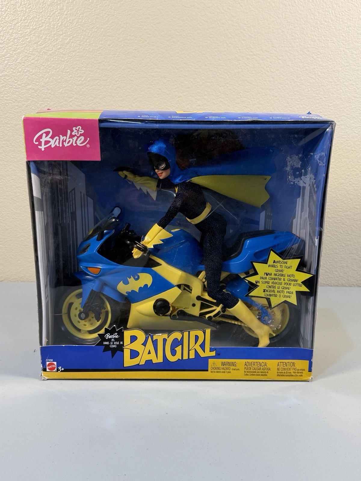 2003 Mattel Barbie C7458 Barbie as Batgirl on Batcycle