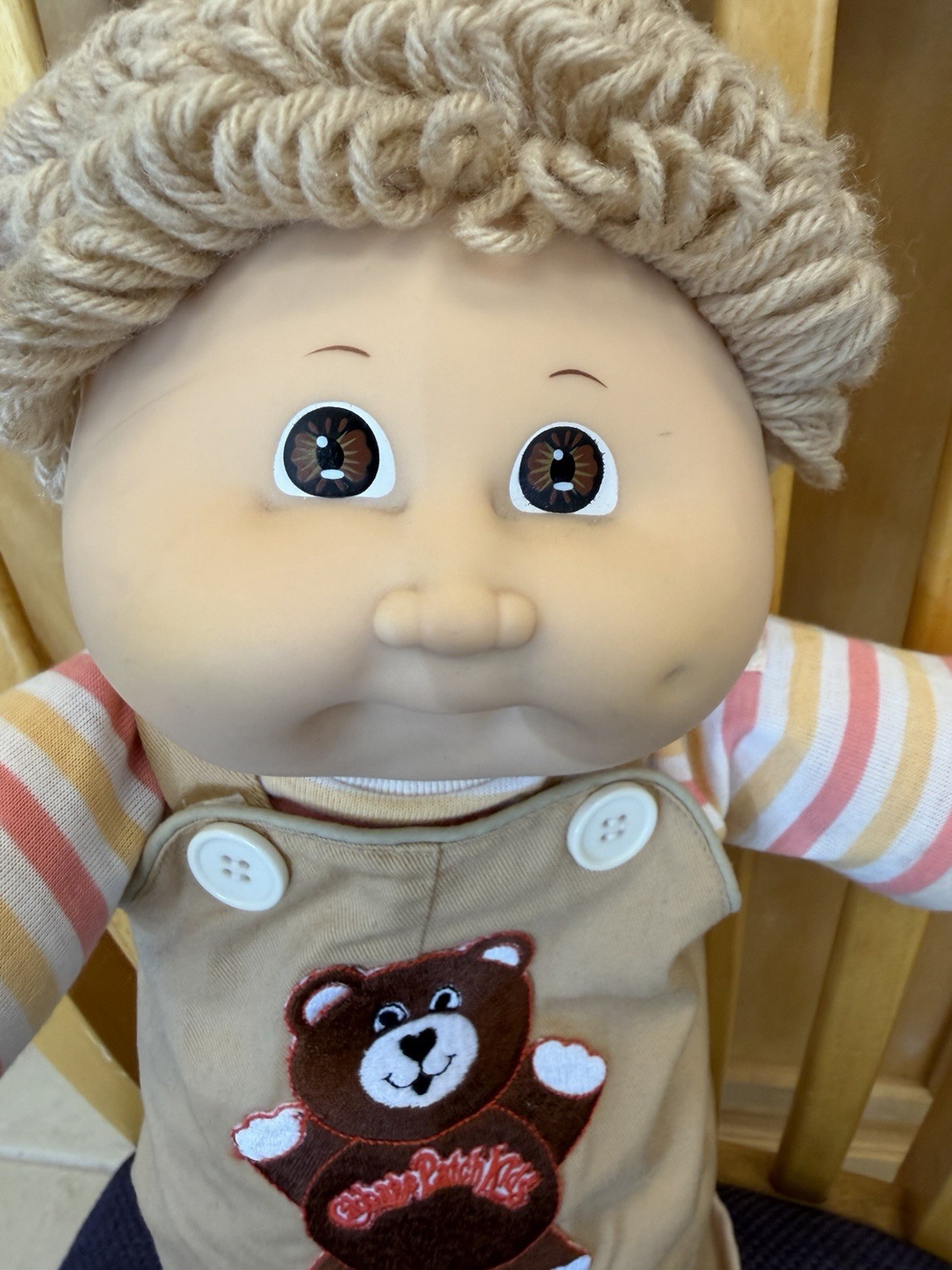 Cabbage Patch Kids Doll Tsukuda Boy Brown Eyes Tan Hair Teddy Bear Outfit