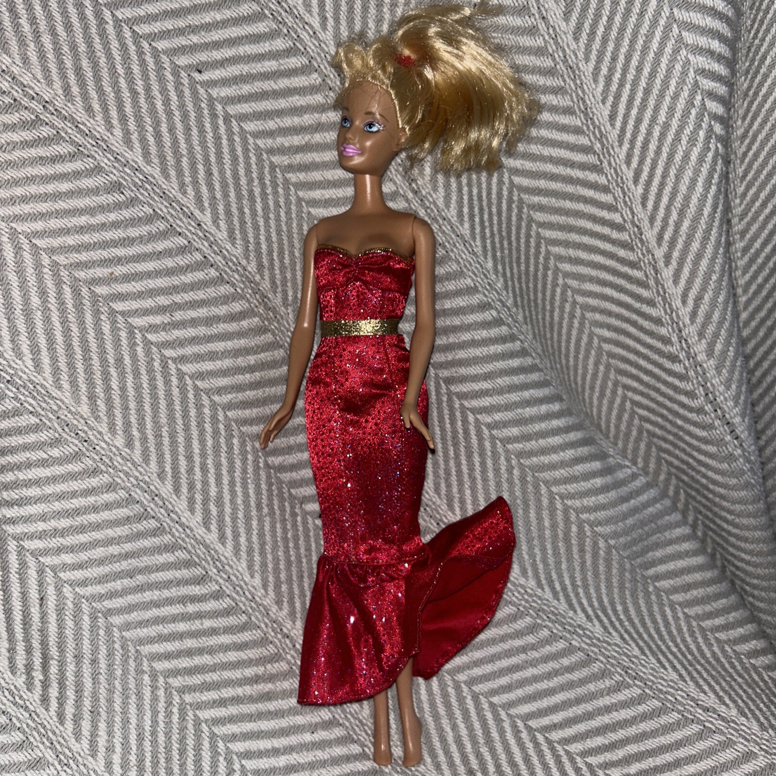 Mattel Holiday BARBIE Doll & Red Sparkle Mermaid Gown With Random Body A3