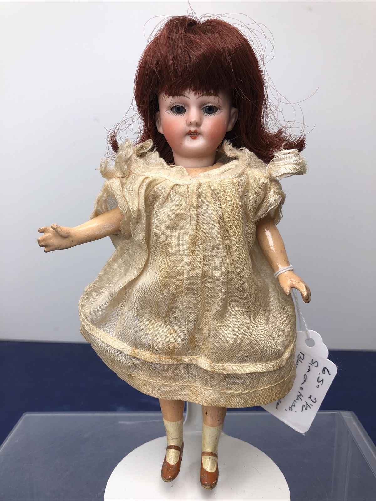 6.5” Antique German Simon & Halbig Bisque Doll 2 1/2 Blue Sleep Eye Compo Body#W