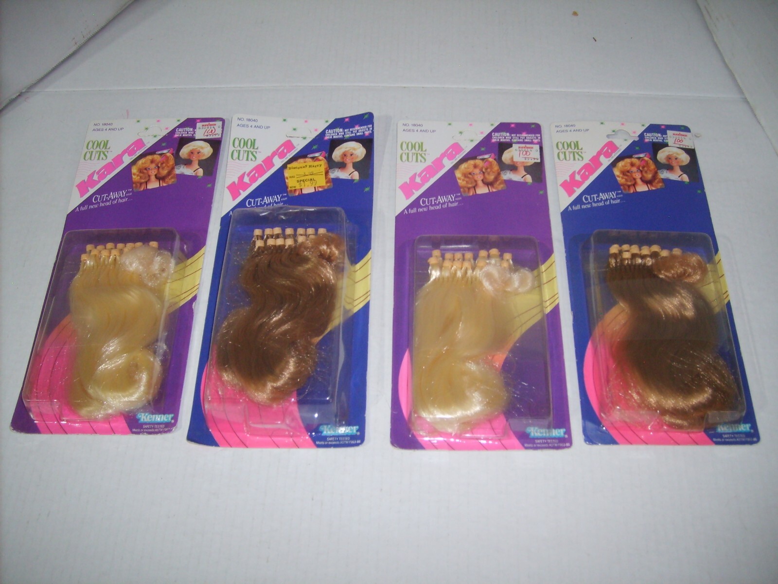 4 Kenner Kara Cool Cuts Cut Away Hair Extensions Blonde Light Brown Vintage 1990