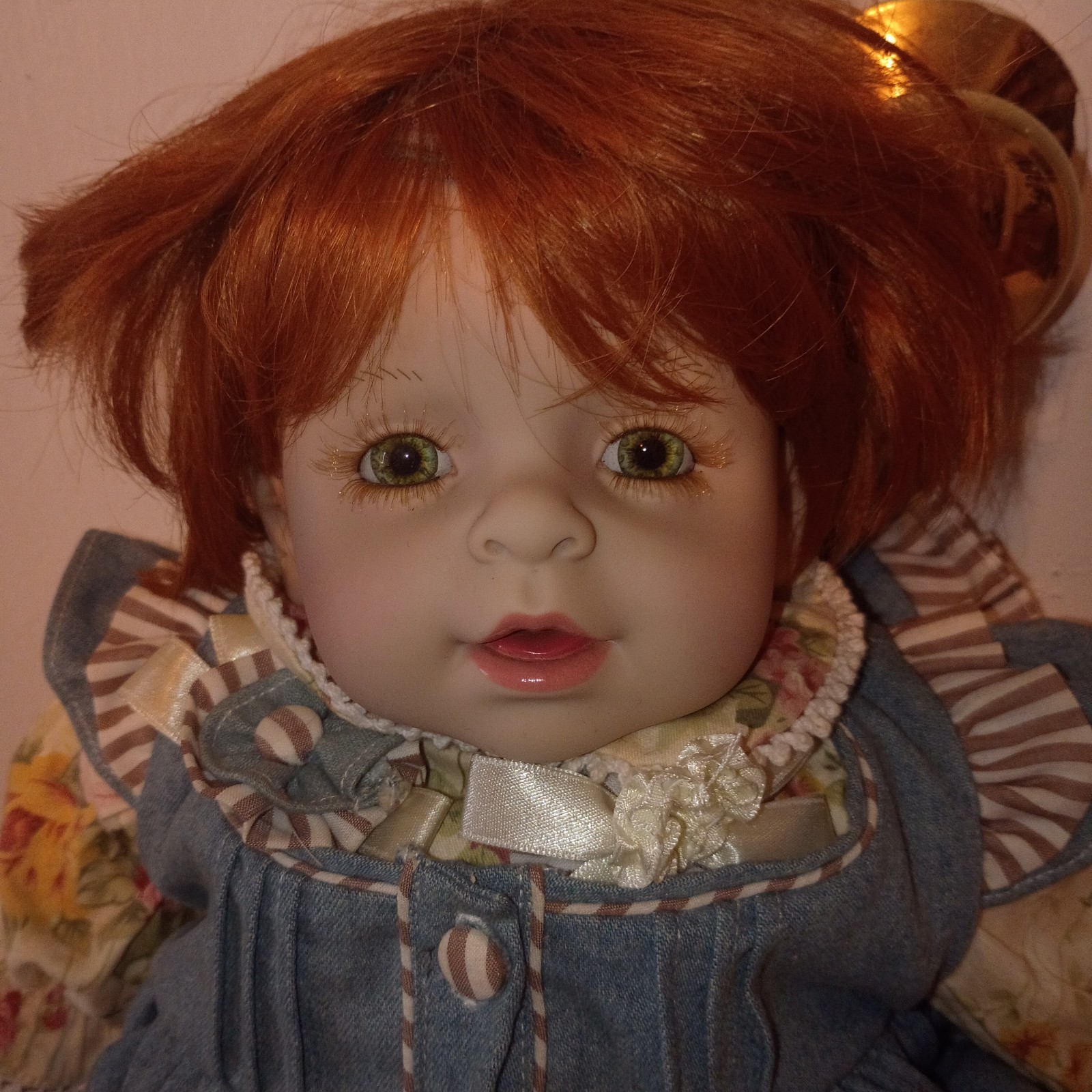 Retired Adora Inc. BABY 15″ Cloth & Vinyl Heavy Weighed Baby Doll Red Hair