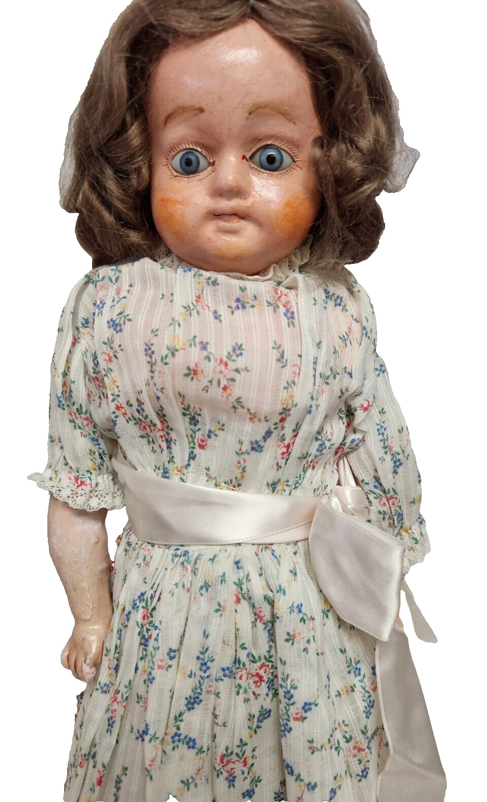 Antique German Paper Mache Lady Originl Patent Washable Doll 1880-1915 glass eye