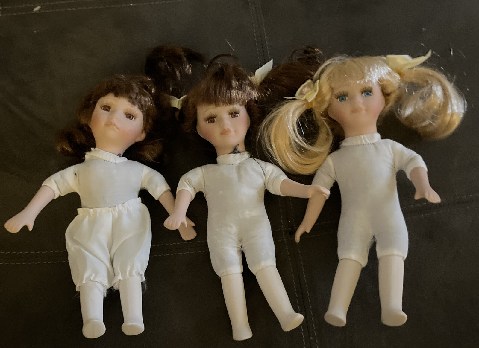 8 1/2 inch porcelain girl dolls undressed Lot Of 3 Vintage