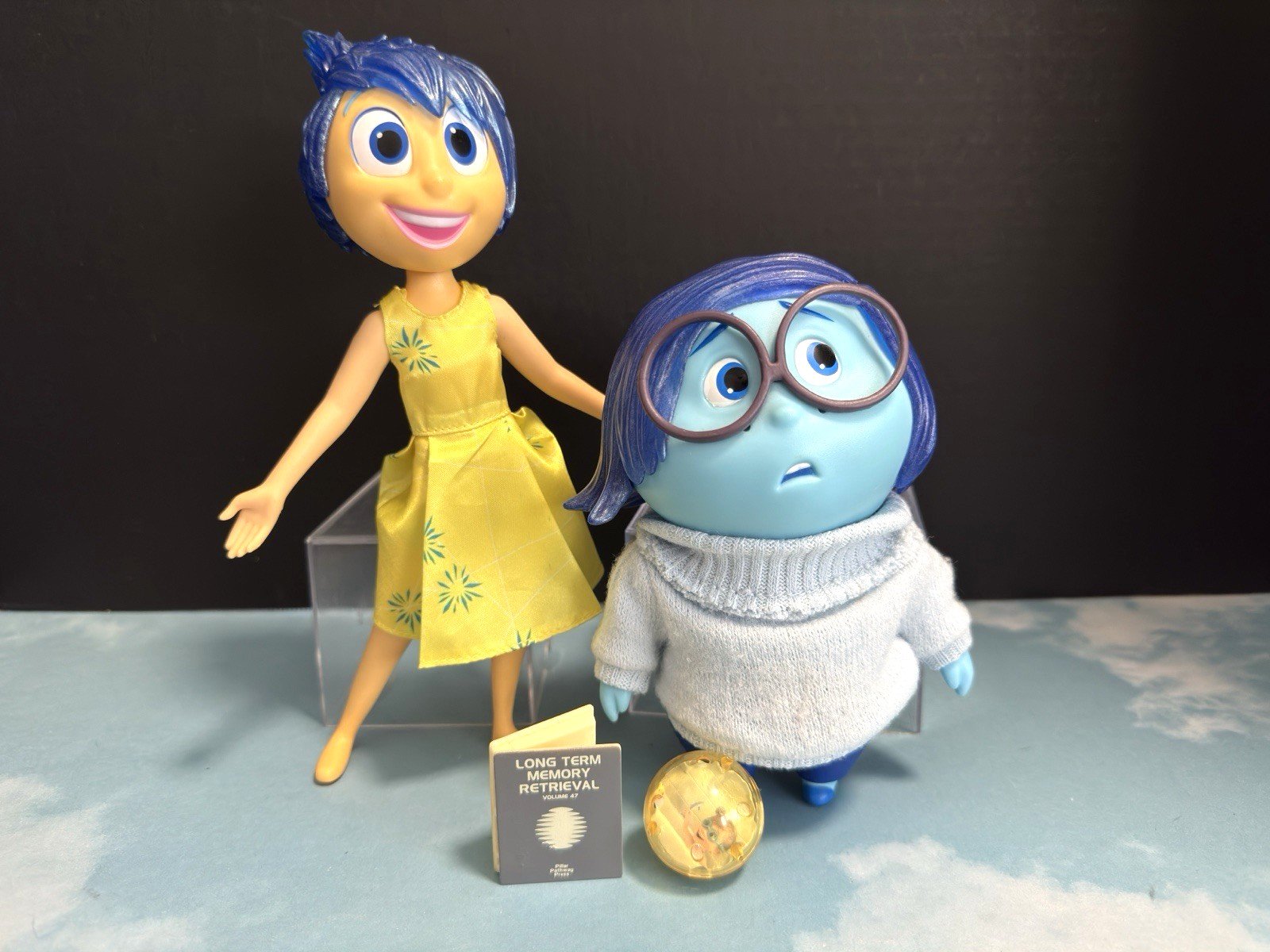 Inside Out Disney Pixar talking Joy & Sadness Doll Action figure lot of 2 TOMY