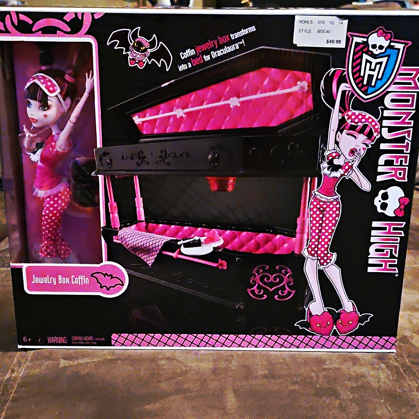 Monster High Dead Tired Draculaura Jewelry Box Coffin Playset From 2013 NIB