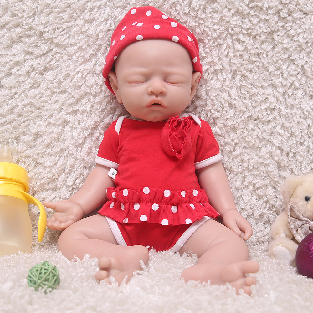 17″ Sleeping Silicone Reborn Baby Girl Newborn Full Body Floppy Silicone Doll