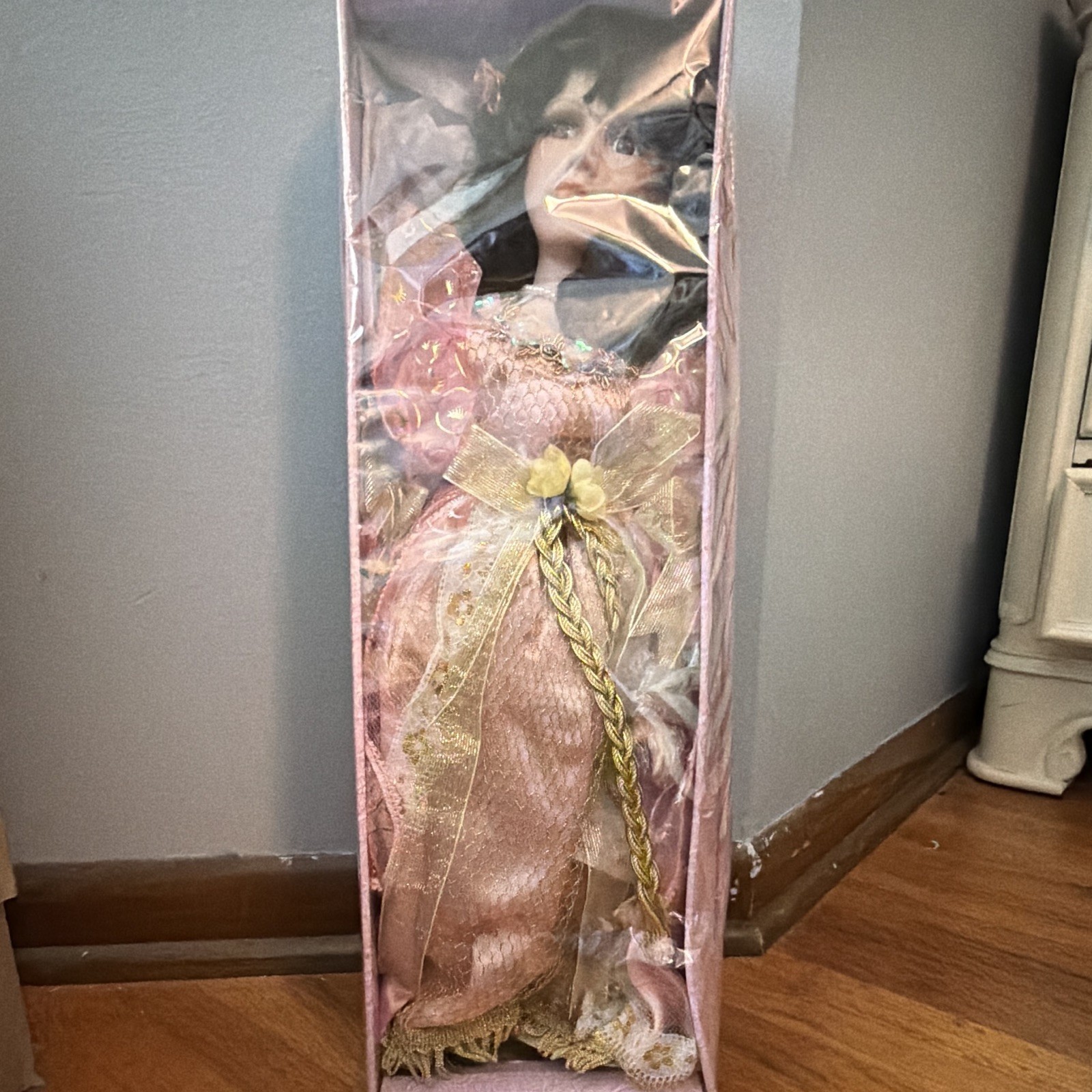 Goldenvale Collection Porcelain Girl Doll Pink Dress, Original Unopened Box