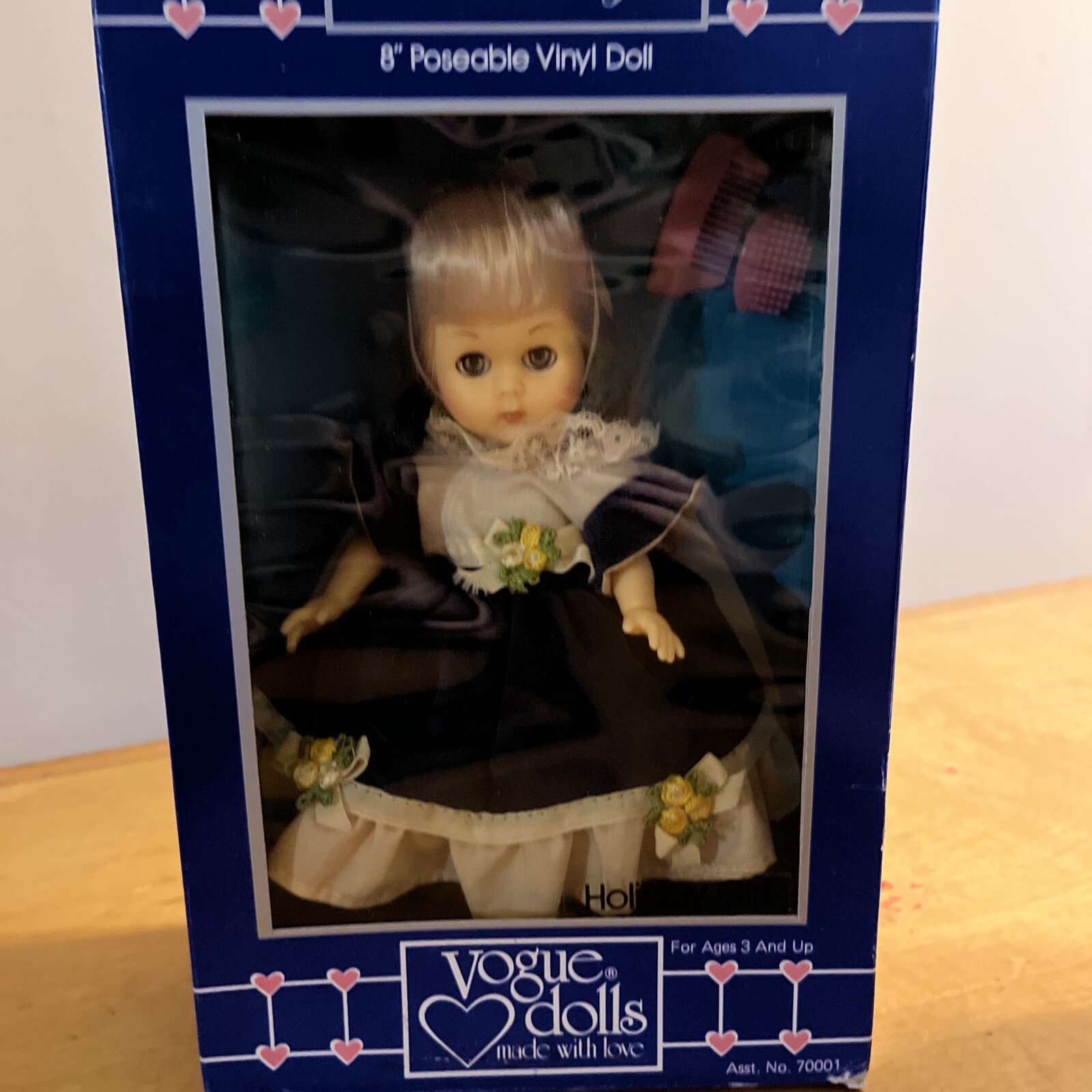 Vogue Ginny Doll Holiday Girl 8″ Vintage 1984 Blue Dress All Vinyl w/ Box E1