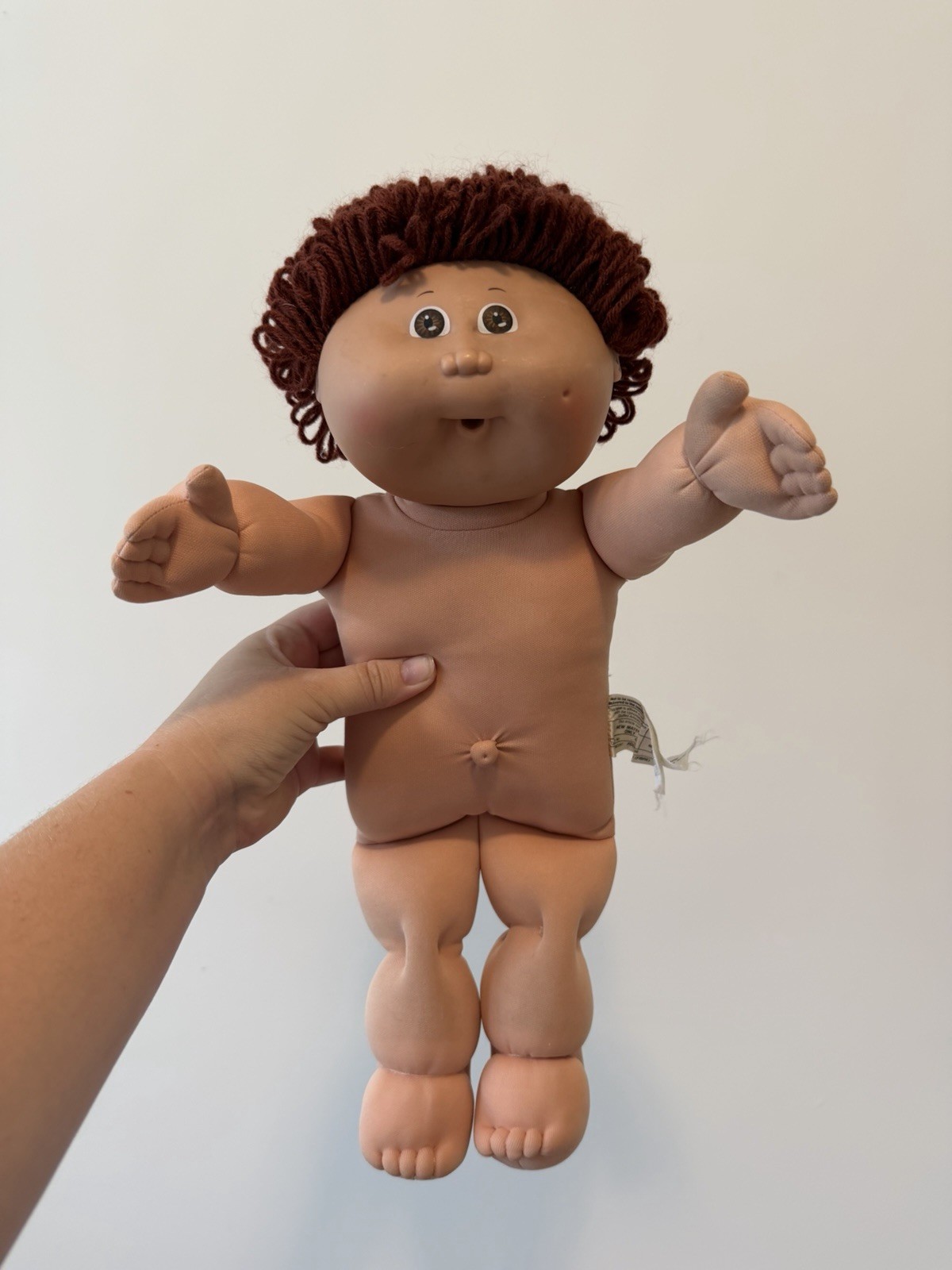 Cabbage Patch Kids 16in Soft Body Doll Brown Curly Hair Signed Xavier Roberts