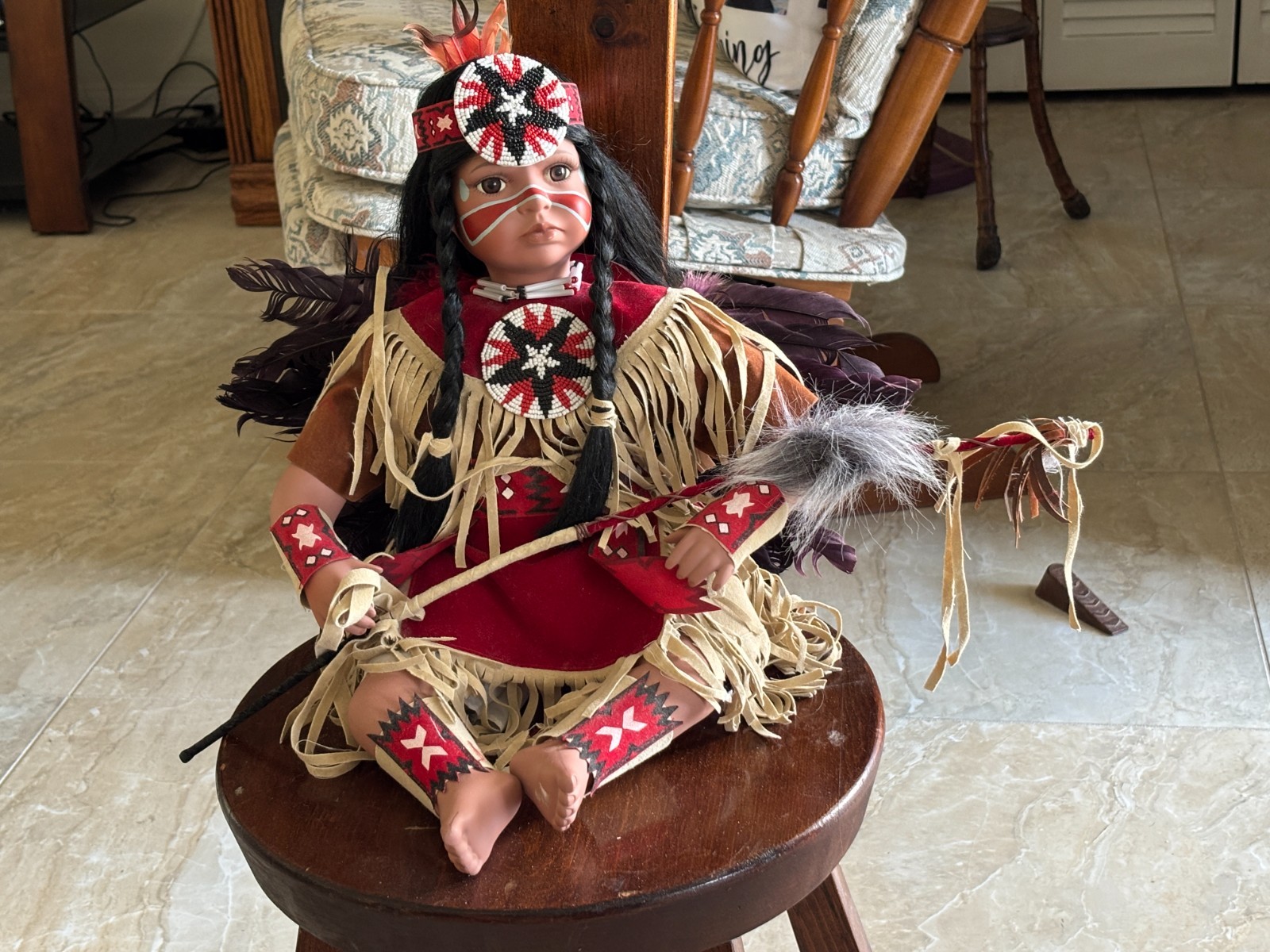 Timeless Collection Native American Doll Fine Bisque Porcelain