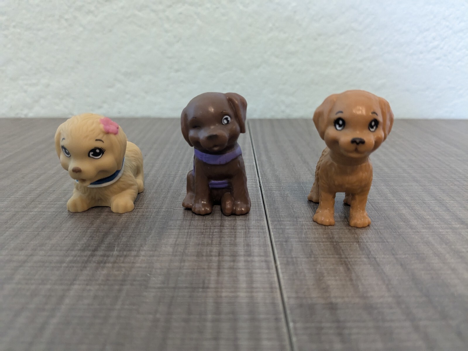 Barbie Replacement Dogs/Puppies Lot of 3 Brow,n Dark Tan & Light Tan